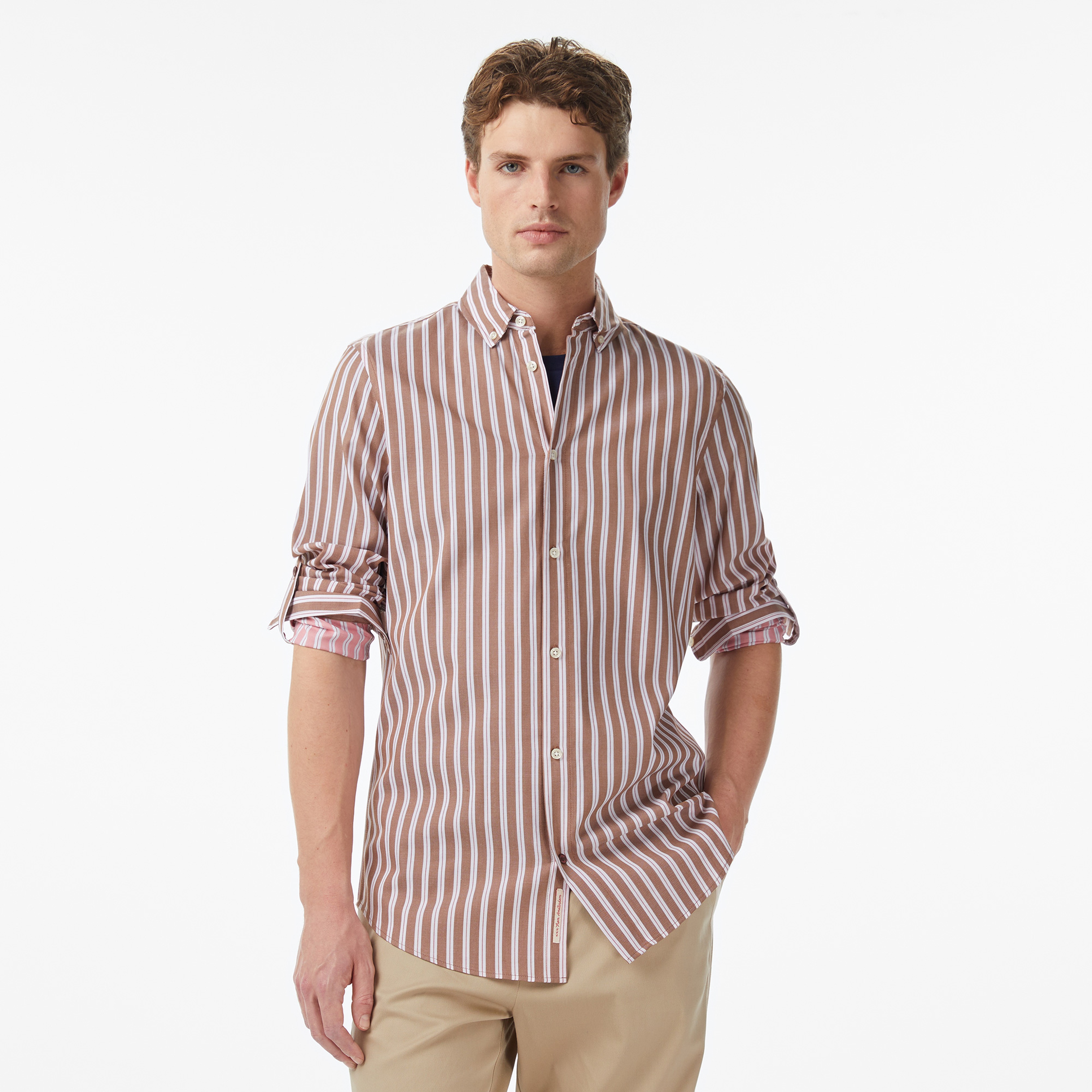 Scotch&Soda Yarn-Dyed Stripe Erkek Kahverengi Gömlek