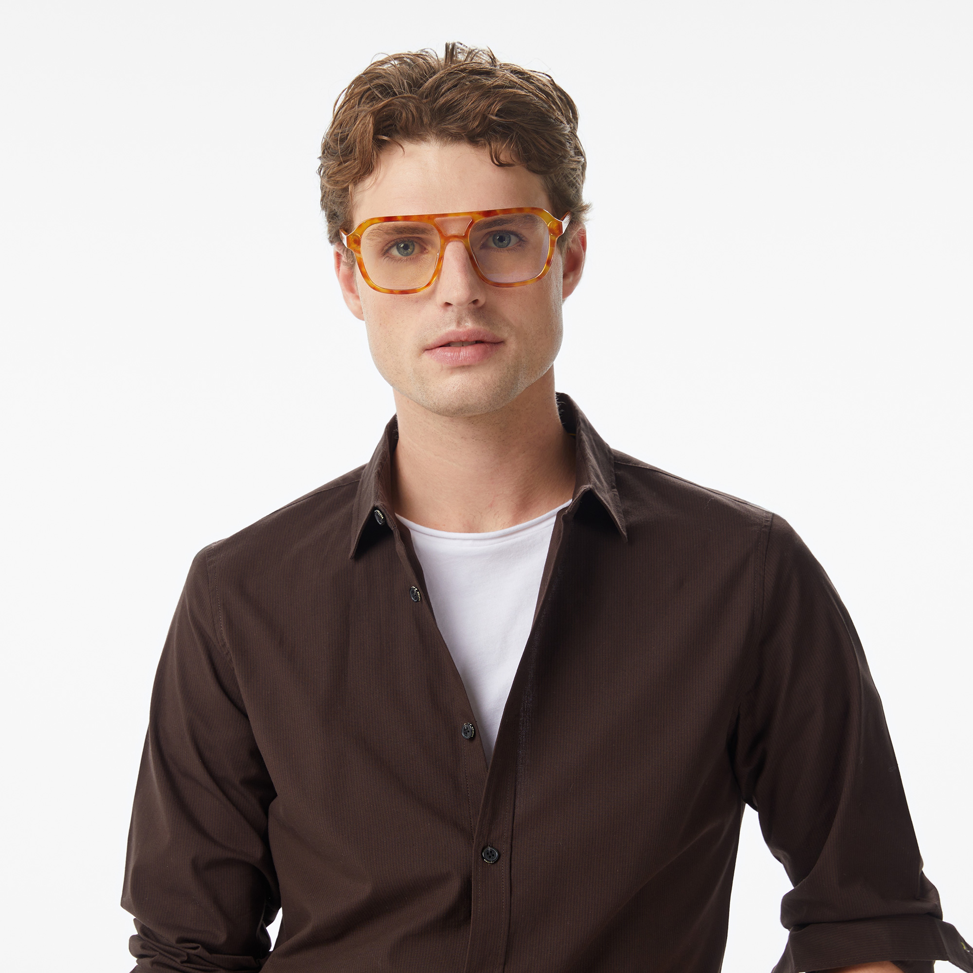 Scotch&Soda Striped Slim-Fit Poplin Erkek Kahverengi Gömlek