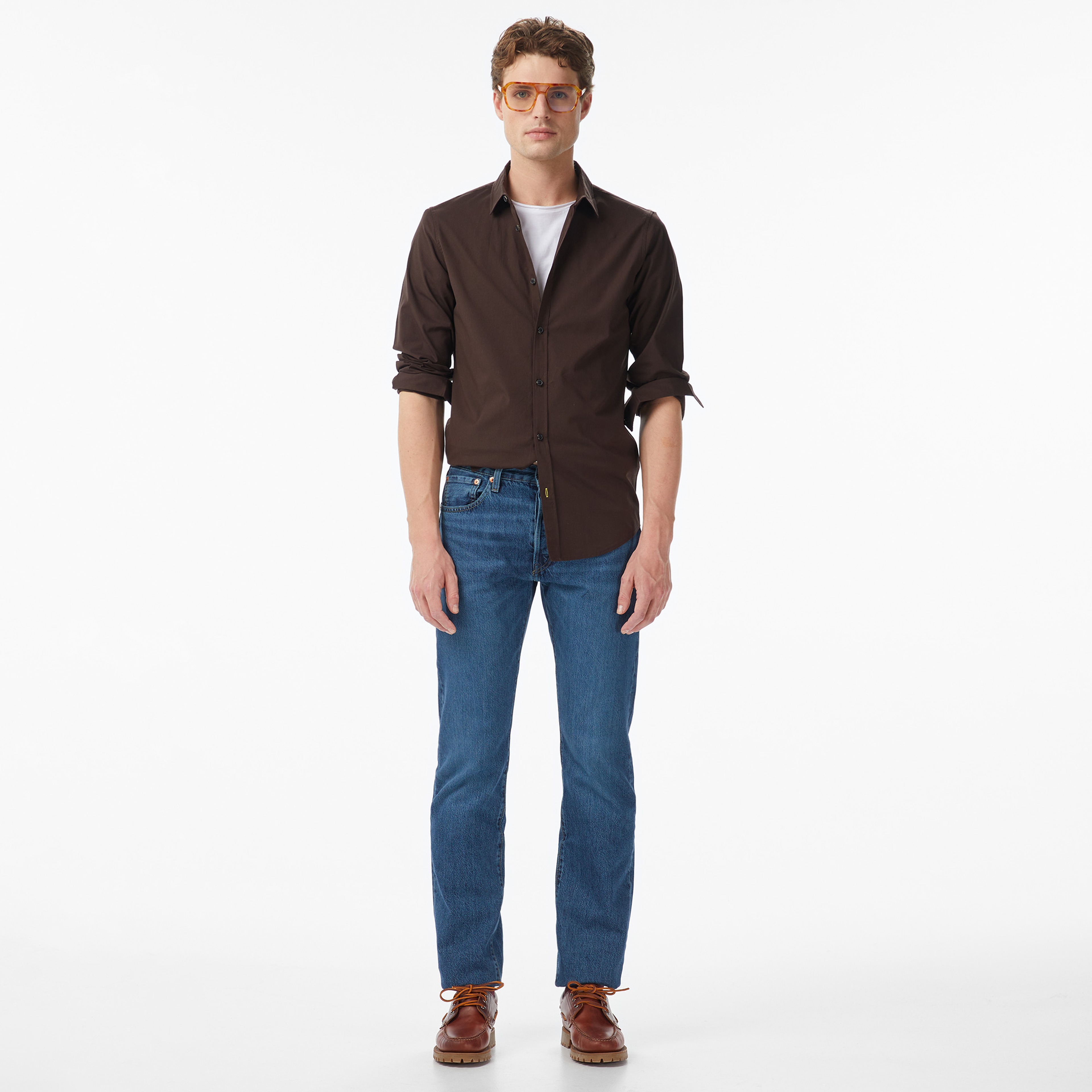 Scotch&Soda Striped Slim-Fit Poplin Erkek Kahverengi Gömlek