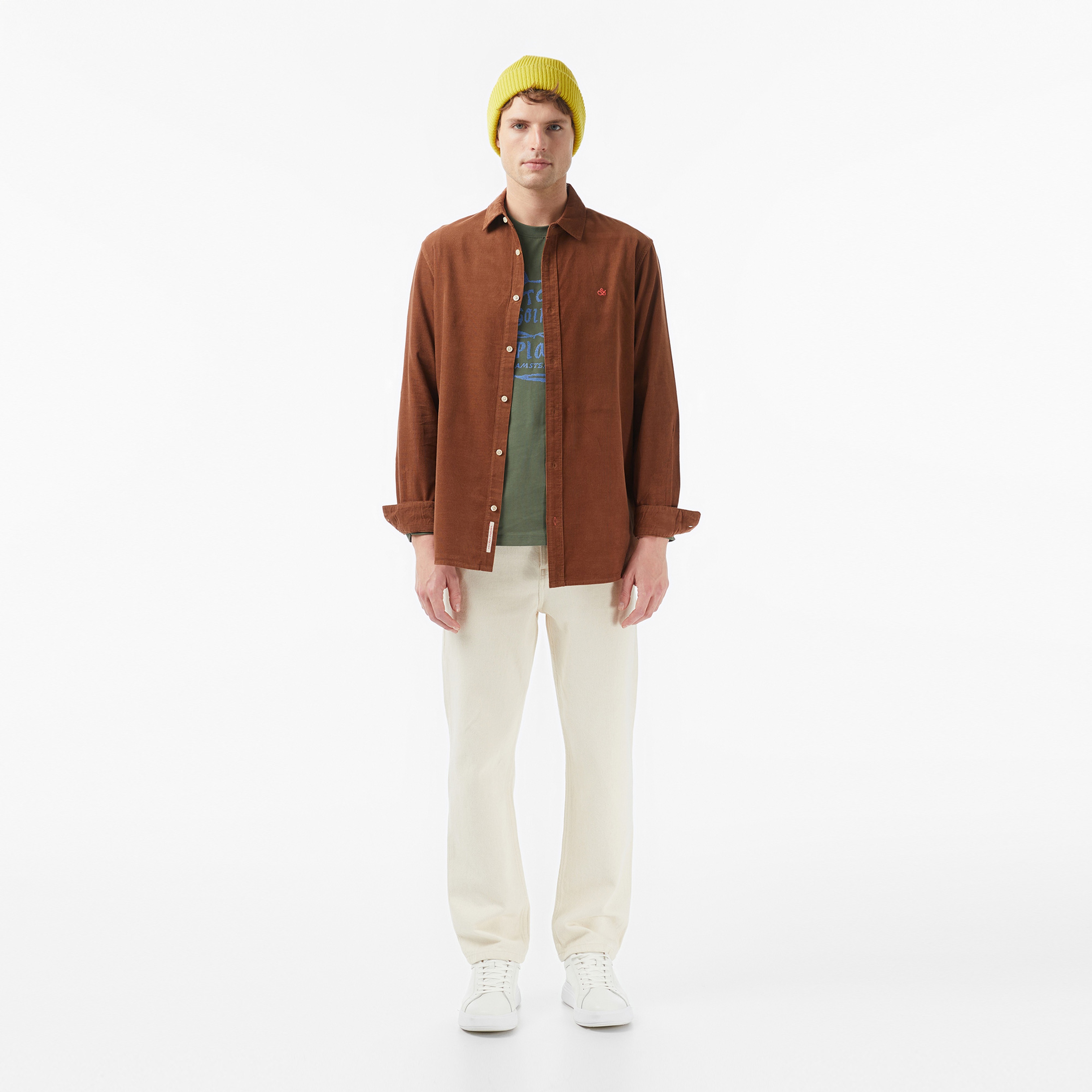 Scotch&Soda Regular-Fit Corduroy Erkek Kahverengi Gömlek