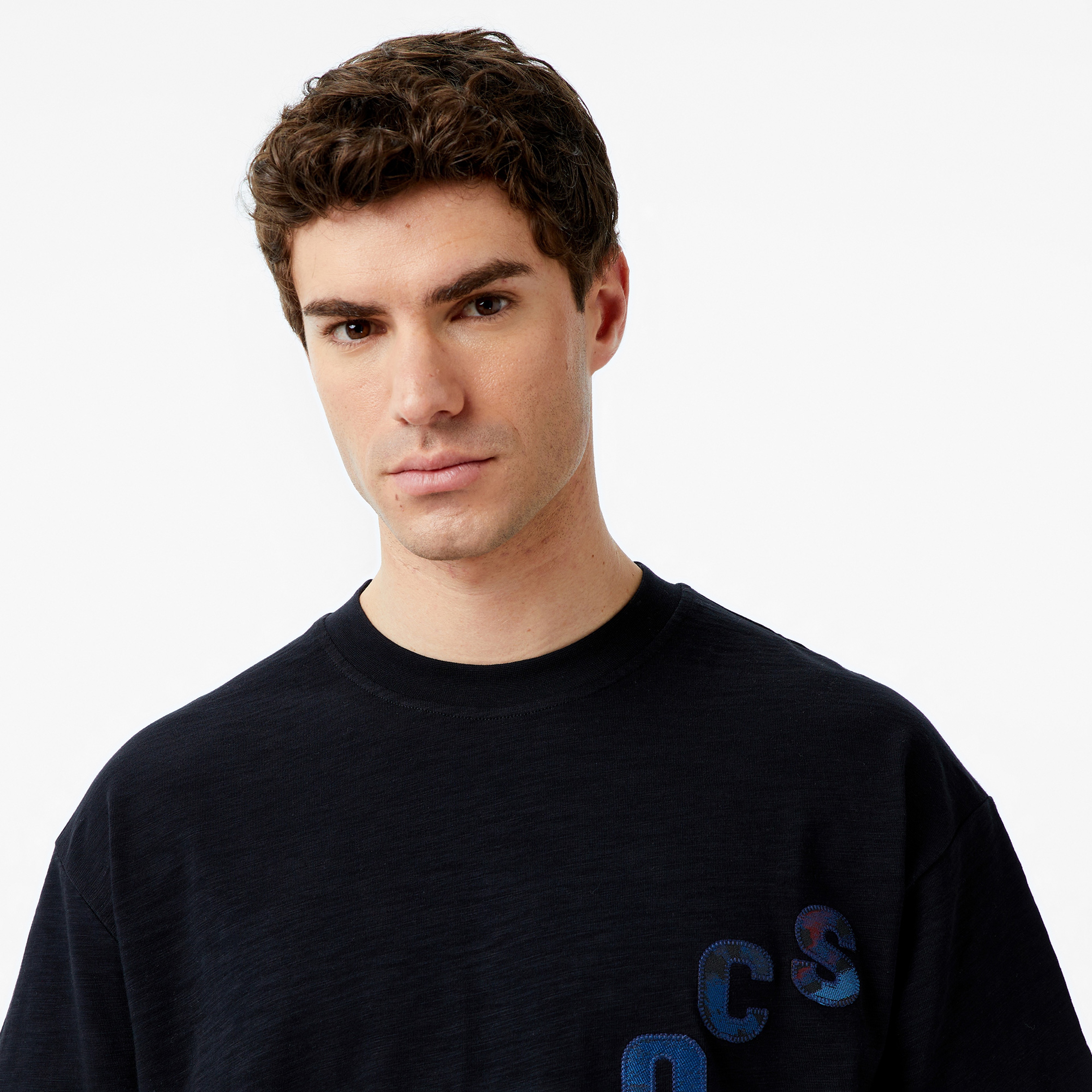 Scotch&Soda Loose Fit Applique Erkek Gri T-Shirt