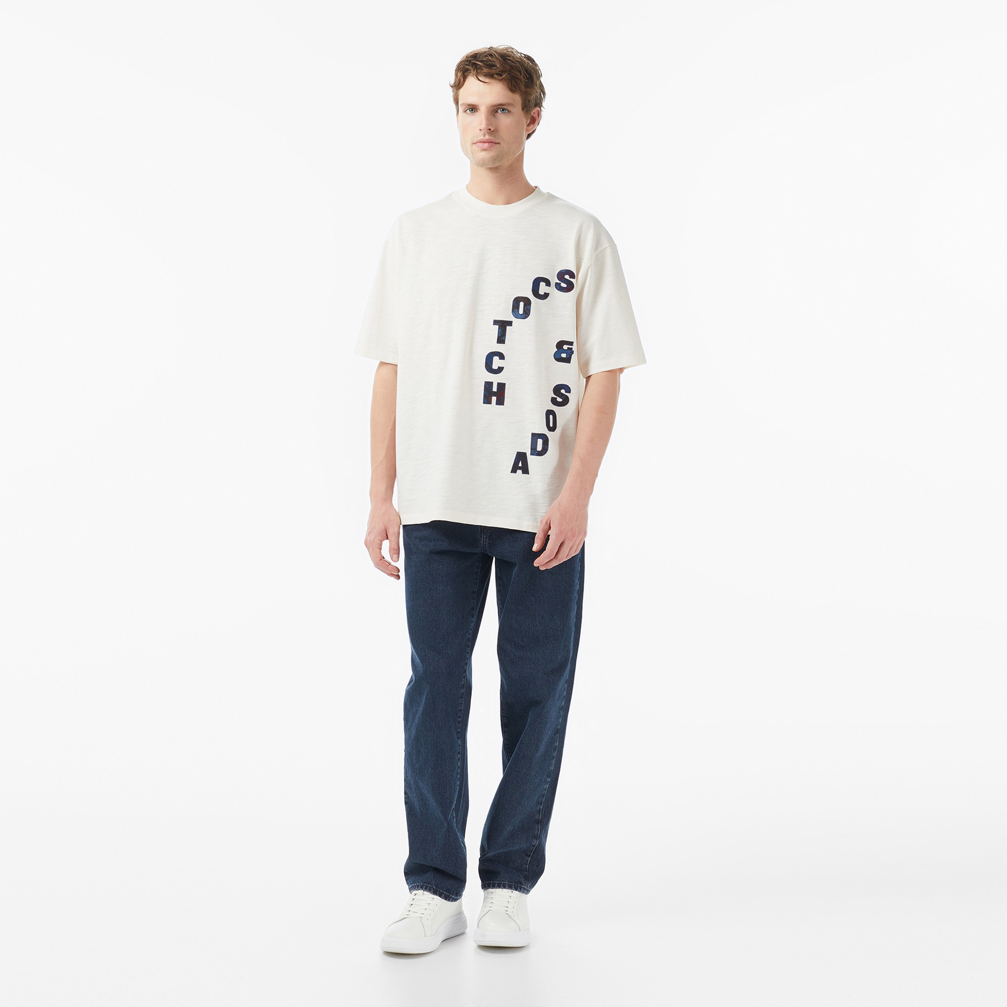 Scotch&Soda Loose Fit Applique Erkek Bej T-Shirt