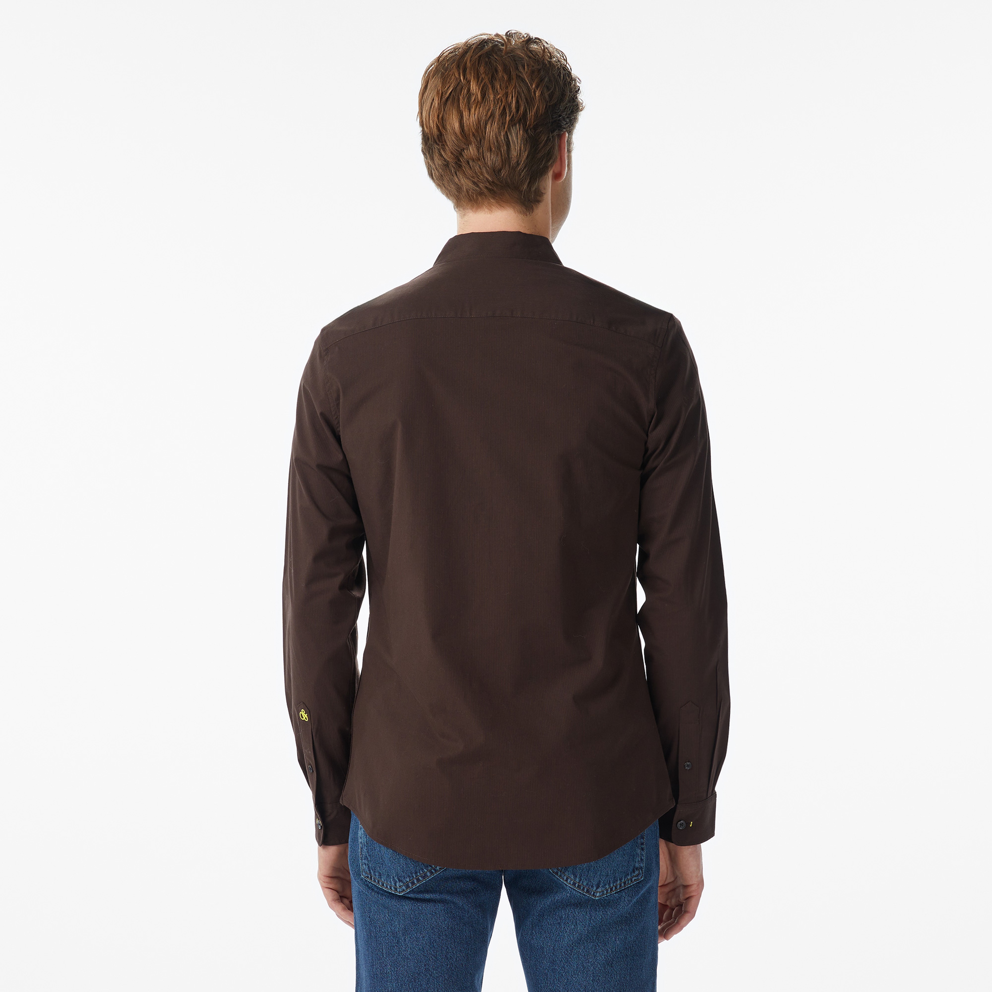 Scotch&Soda Striped Slim-Fit Poplin Erkek Kahverengi Gömlek