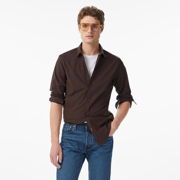 Scotch&Soda Striped Slim-Fit Poplin Erkek Kahverengi Gömlek