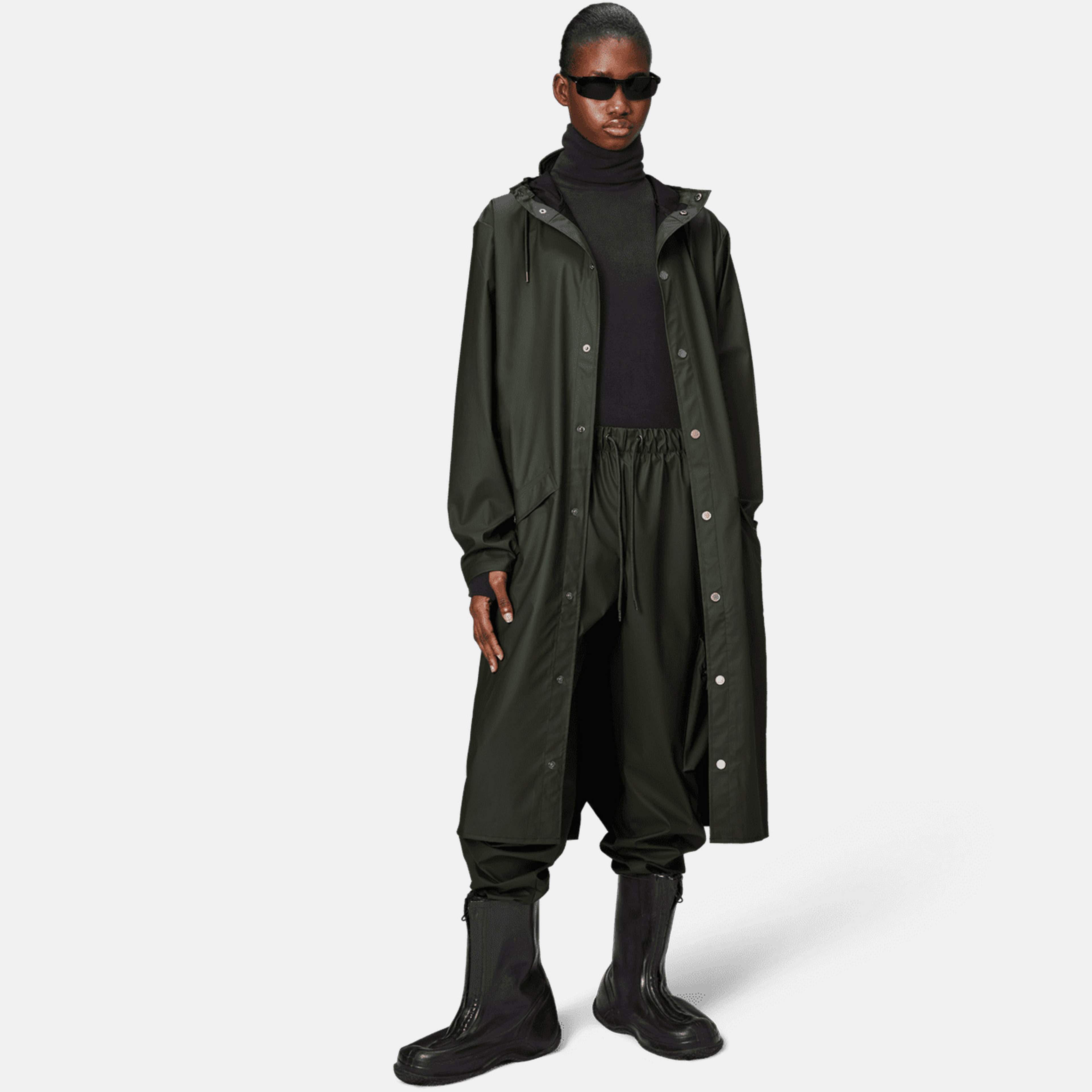 Rains Longer Jacket W3 Kadın Yeşil Yağmurluk