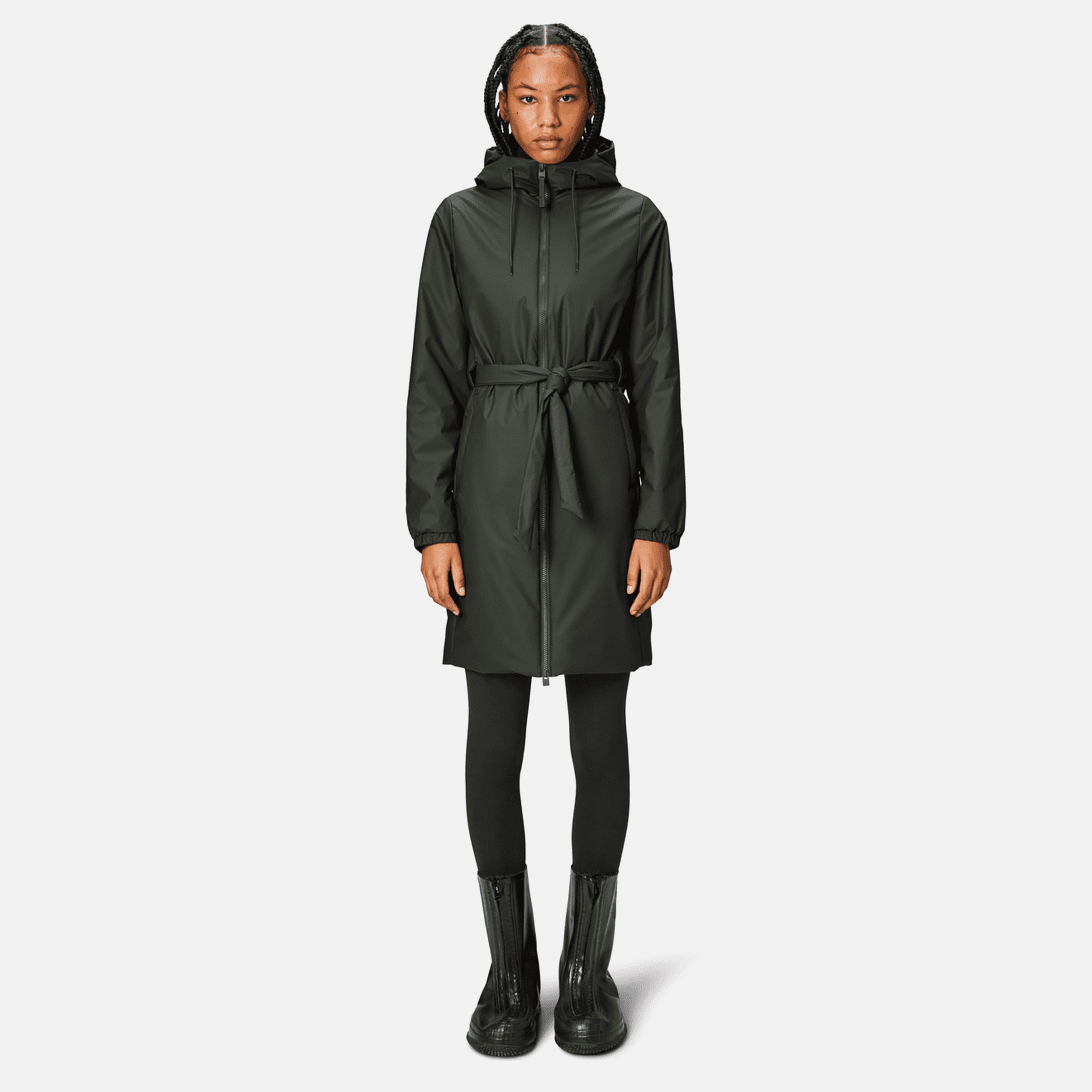Rains Lohja Long Insulated Curve Jacket W3T2 Unisex Yeşil Yağmurluk