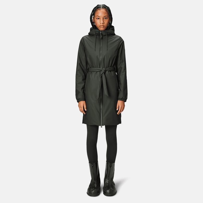 Rains Lohja Long Insulated Curve Jacket W3T2 Unisex Yeşil Yağmurluk