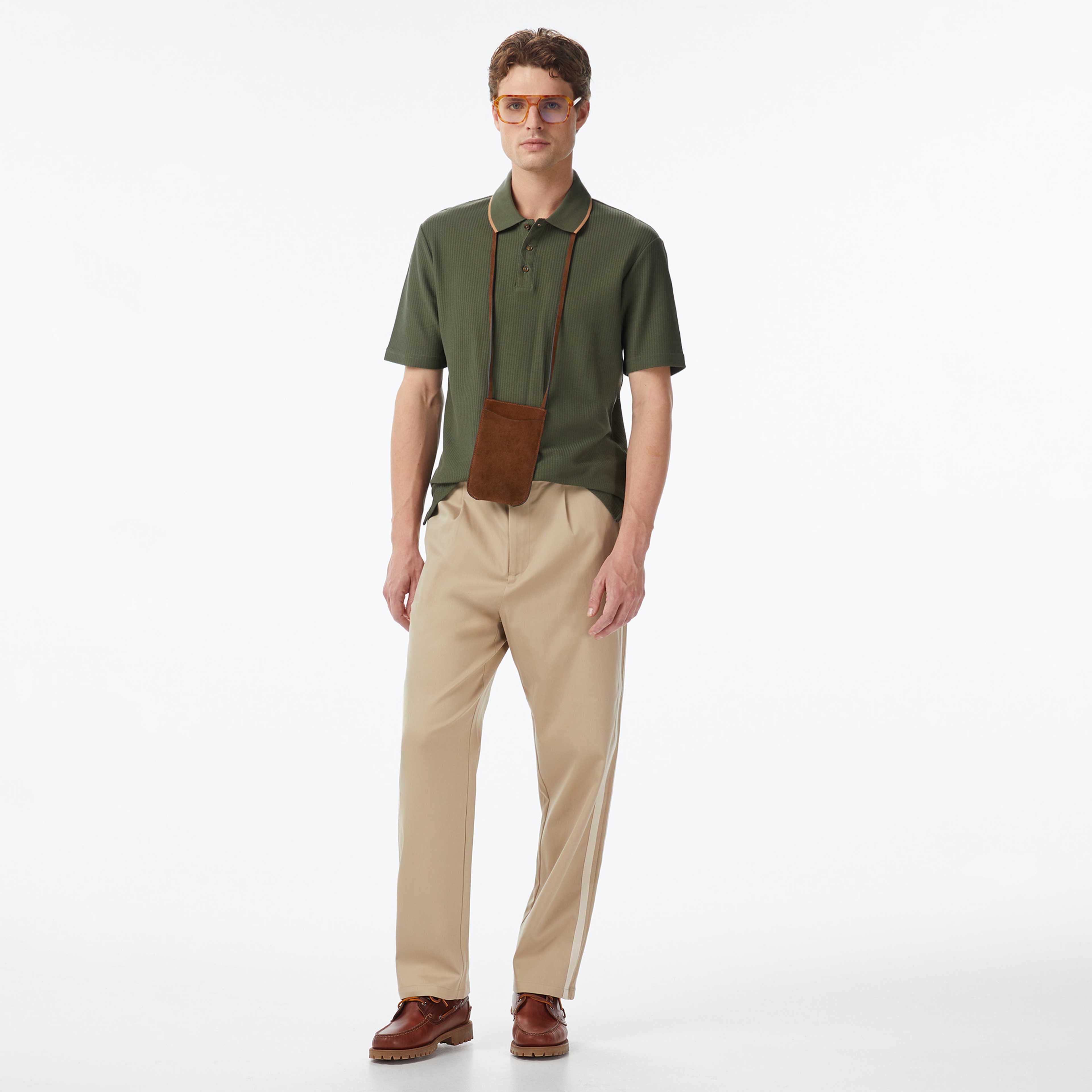 Scotch&Soda Tape-Trimmed Twill Jersey Pleated Erkek Bej Pantolon