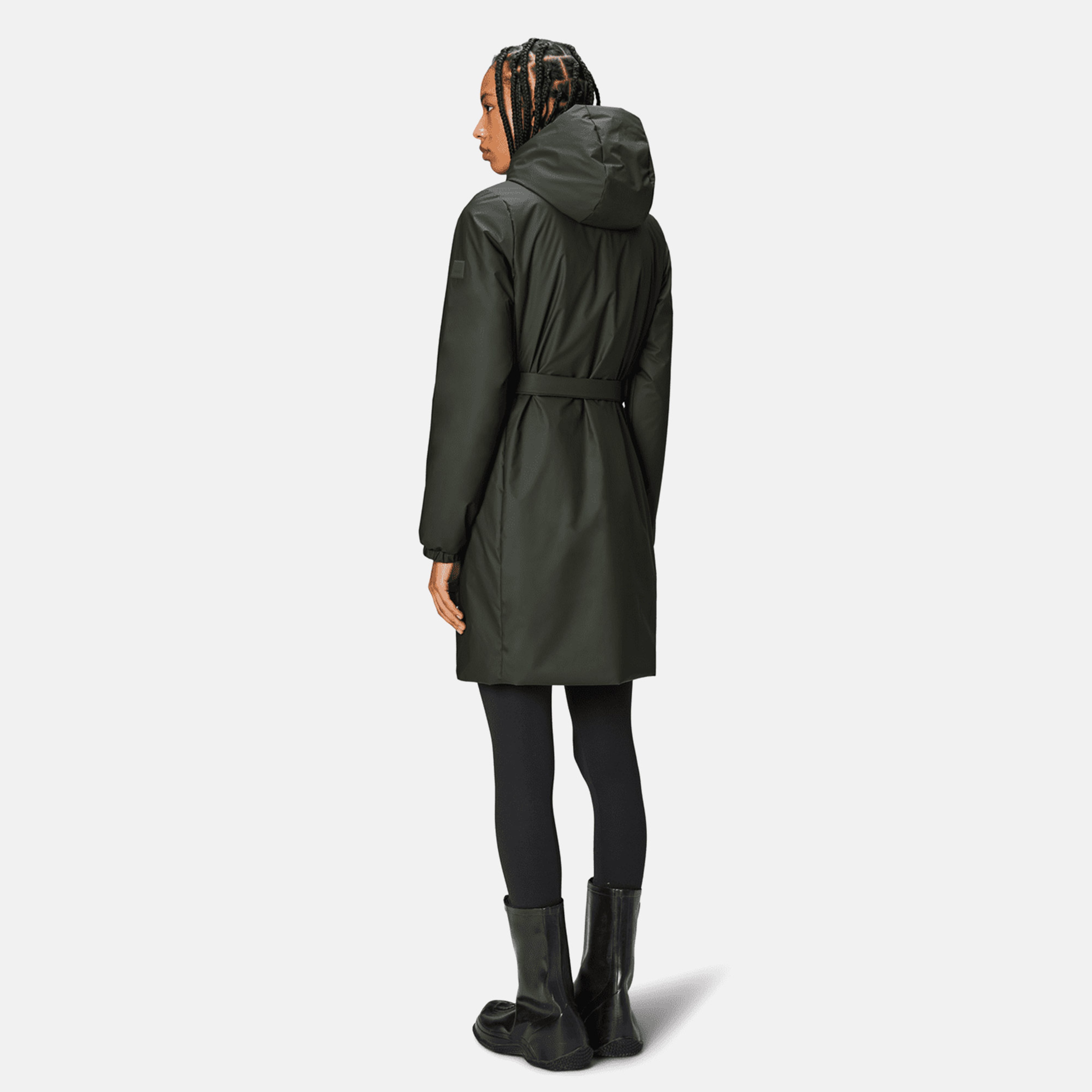 Rains Lohja Long Insulated Curve Jacket W3T2 Unisex Yeşil Yağmurluk