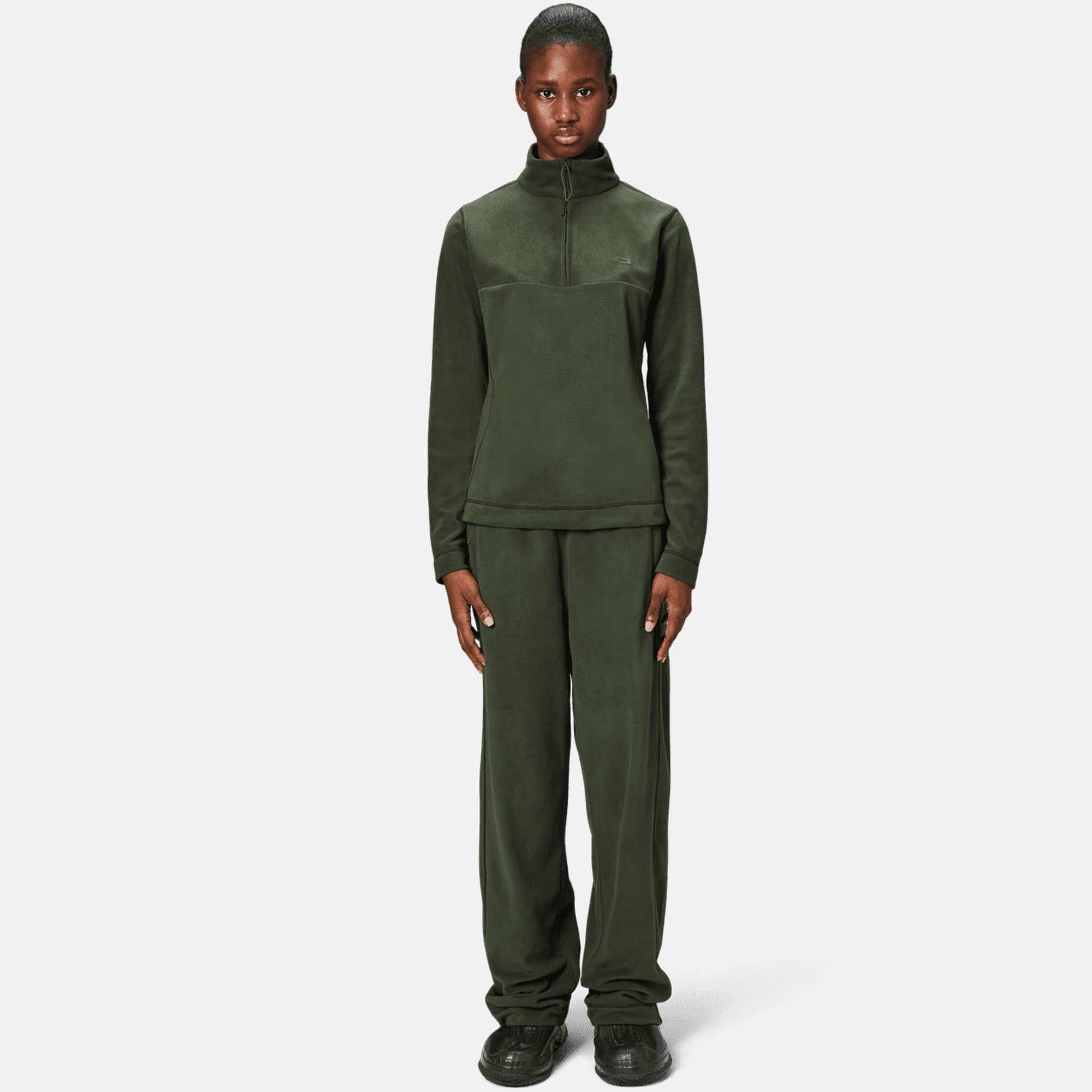 Rains Addis Fleece Curve Half Zip Unisex Yeşil Polar Sweatshirt