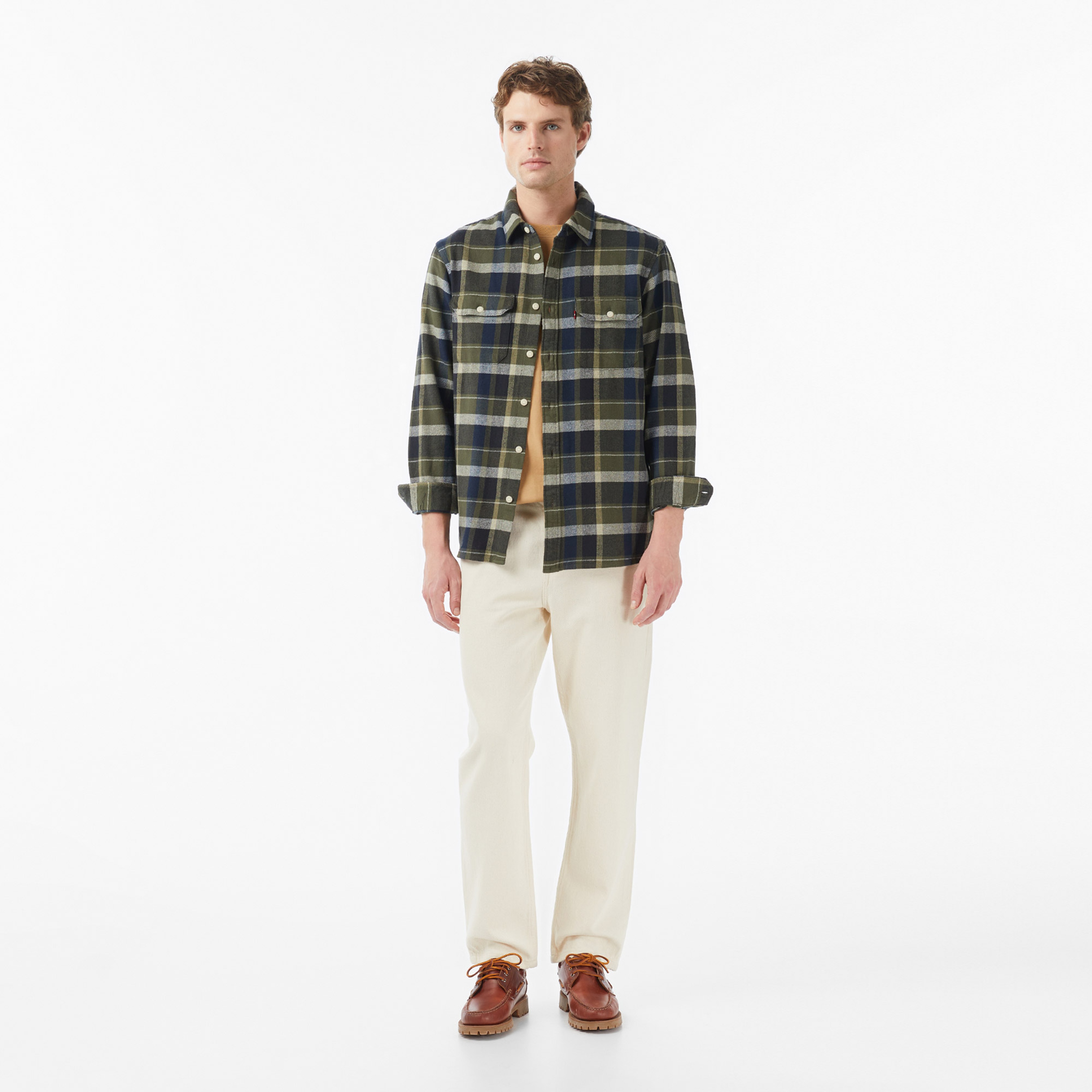 Levi's Jackson Worker Medina Plaid Deep Depths Erkek Yeşil Gömlek