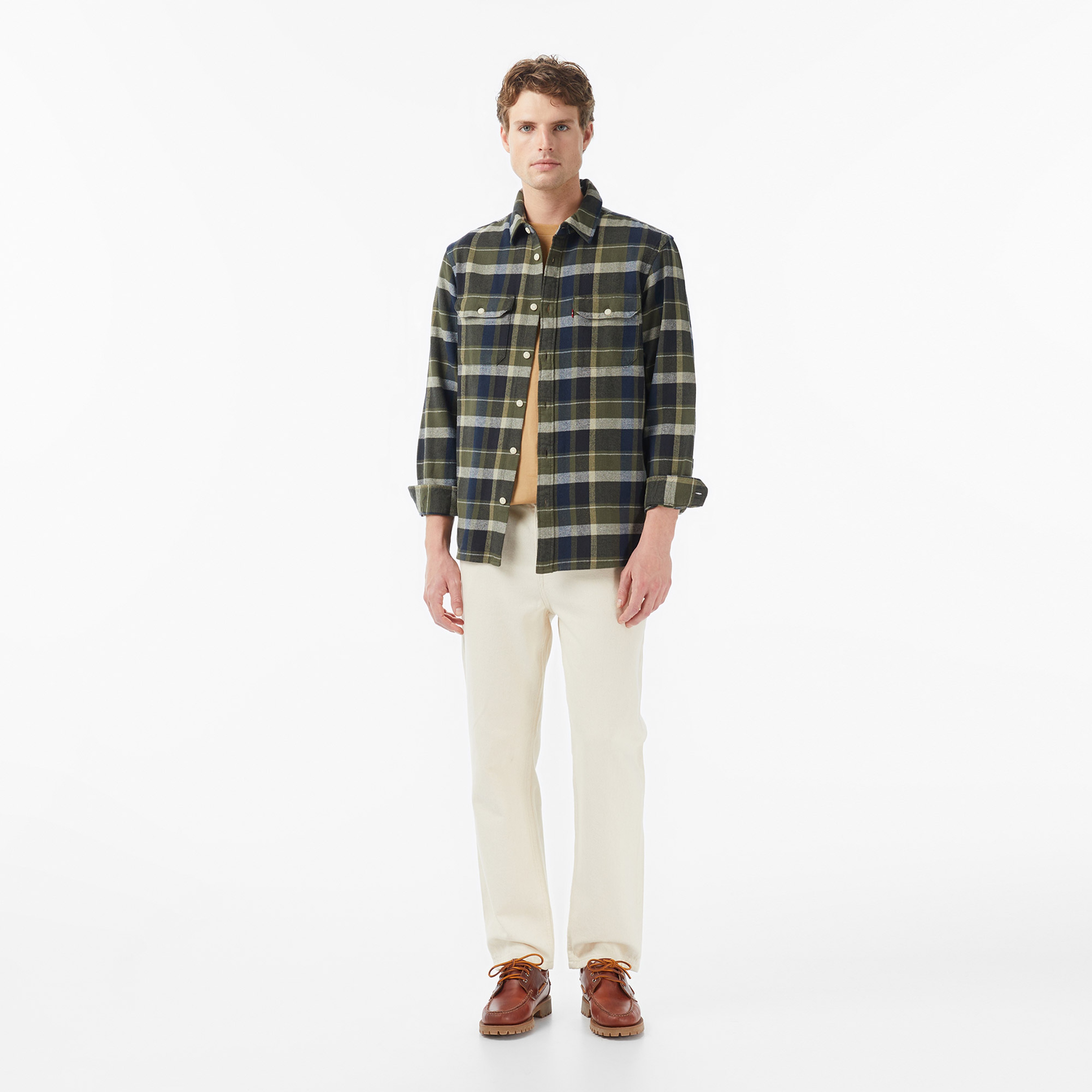 Levi's Jackson Worker Medina Plaid Deep Depths Erkek Yeşil Gömlek