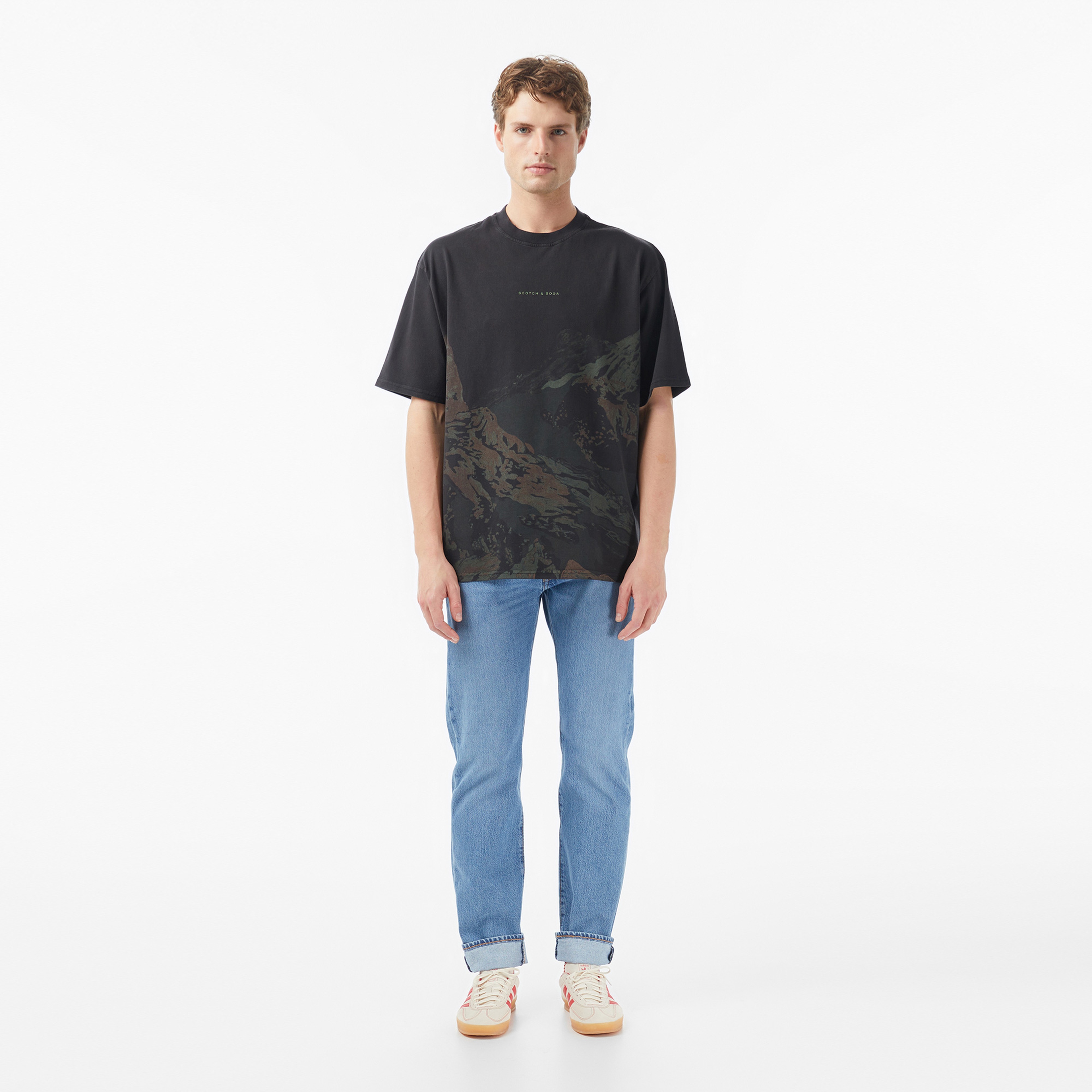 Scotch&Soda Loose Fit Overdyed Erkek Gri T-Shirt