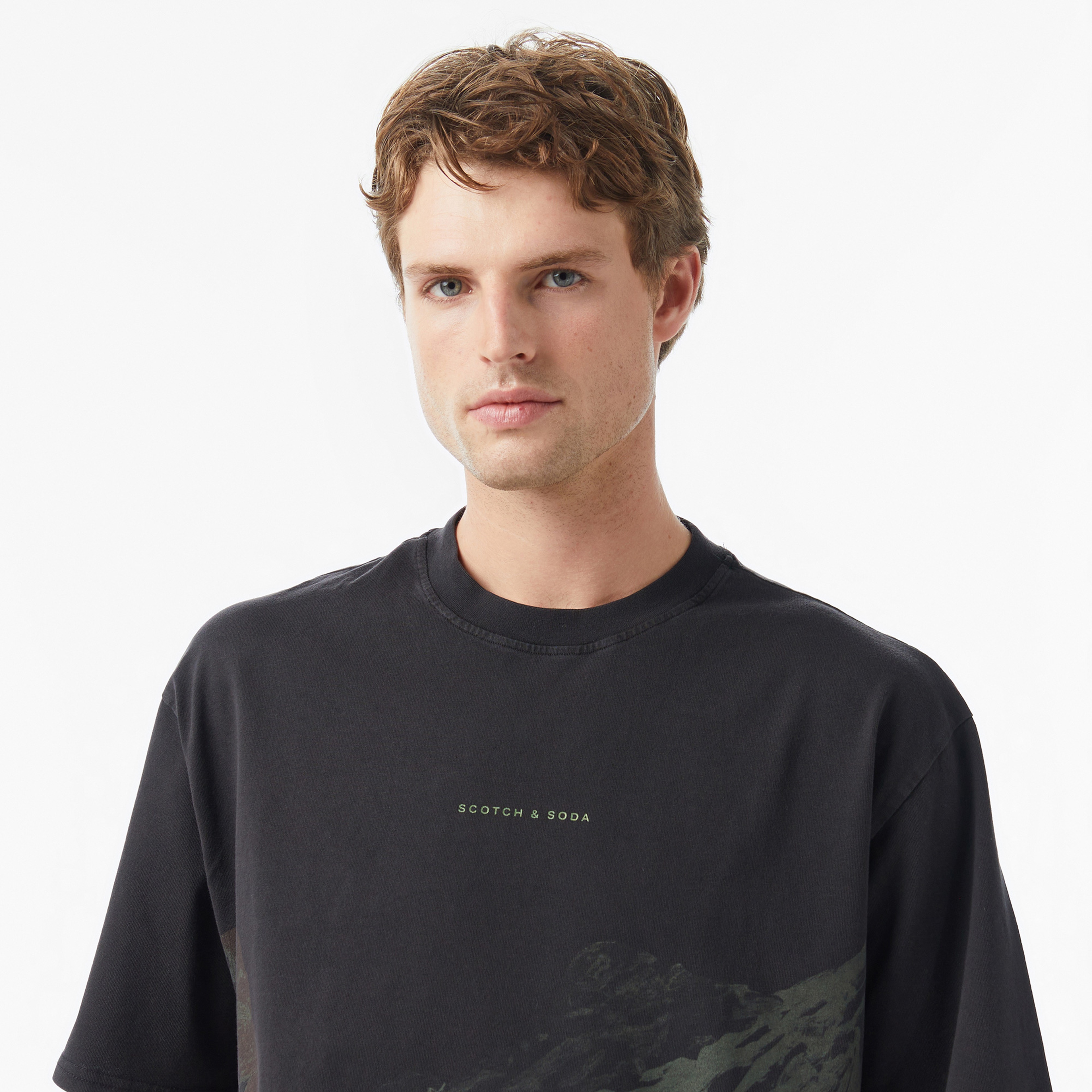 Scotch&Soda Loose Fit Overdyed Erkek Gri T-Shirt