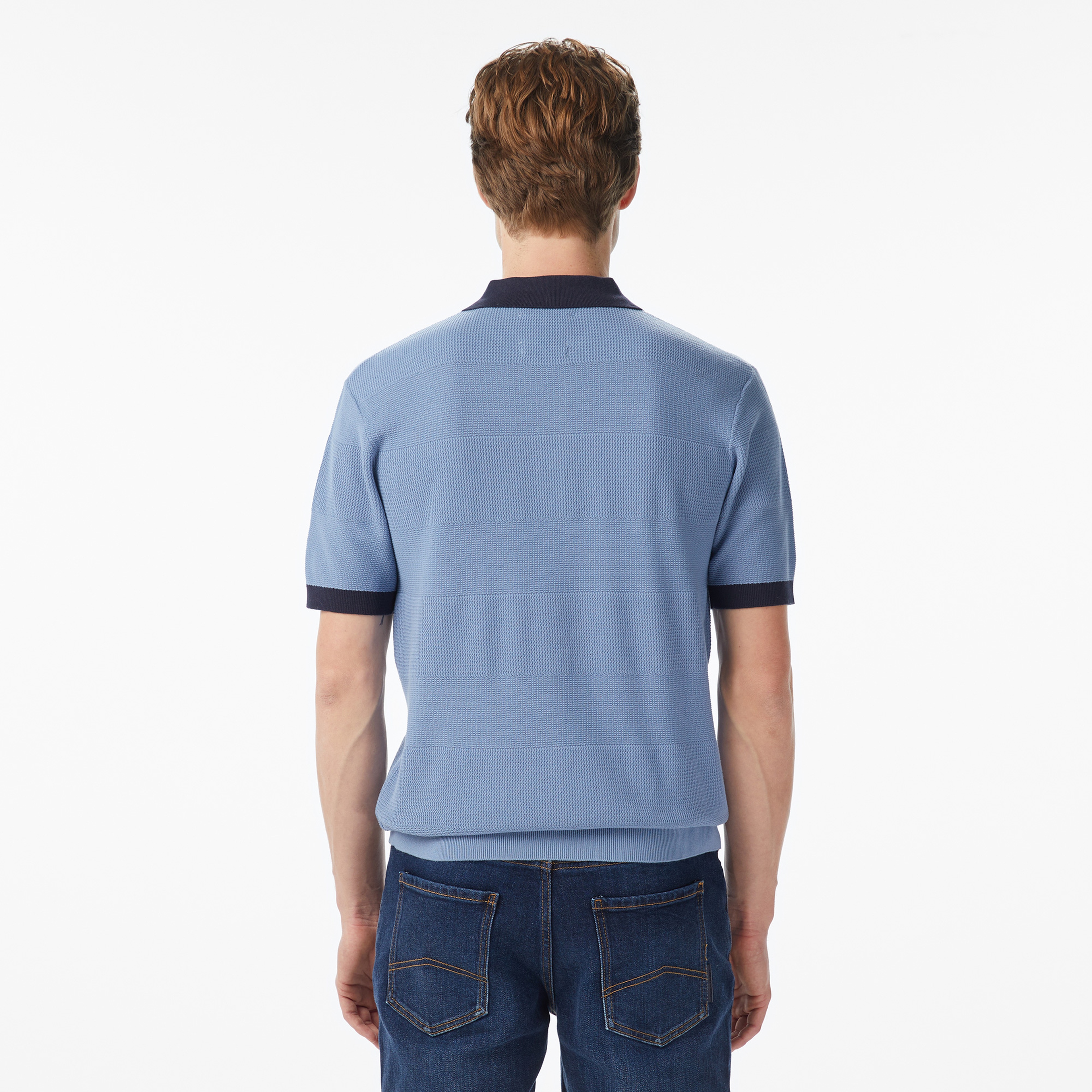 Scotch&Soda Knitted Tone On Tone Striped Regular Fit Erkek Lacivert Polo