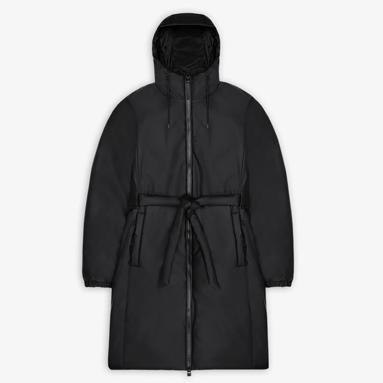 Rains Lohja Long Insulated Curve Unisex Siyah Yağmurluk