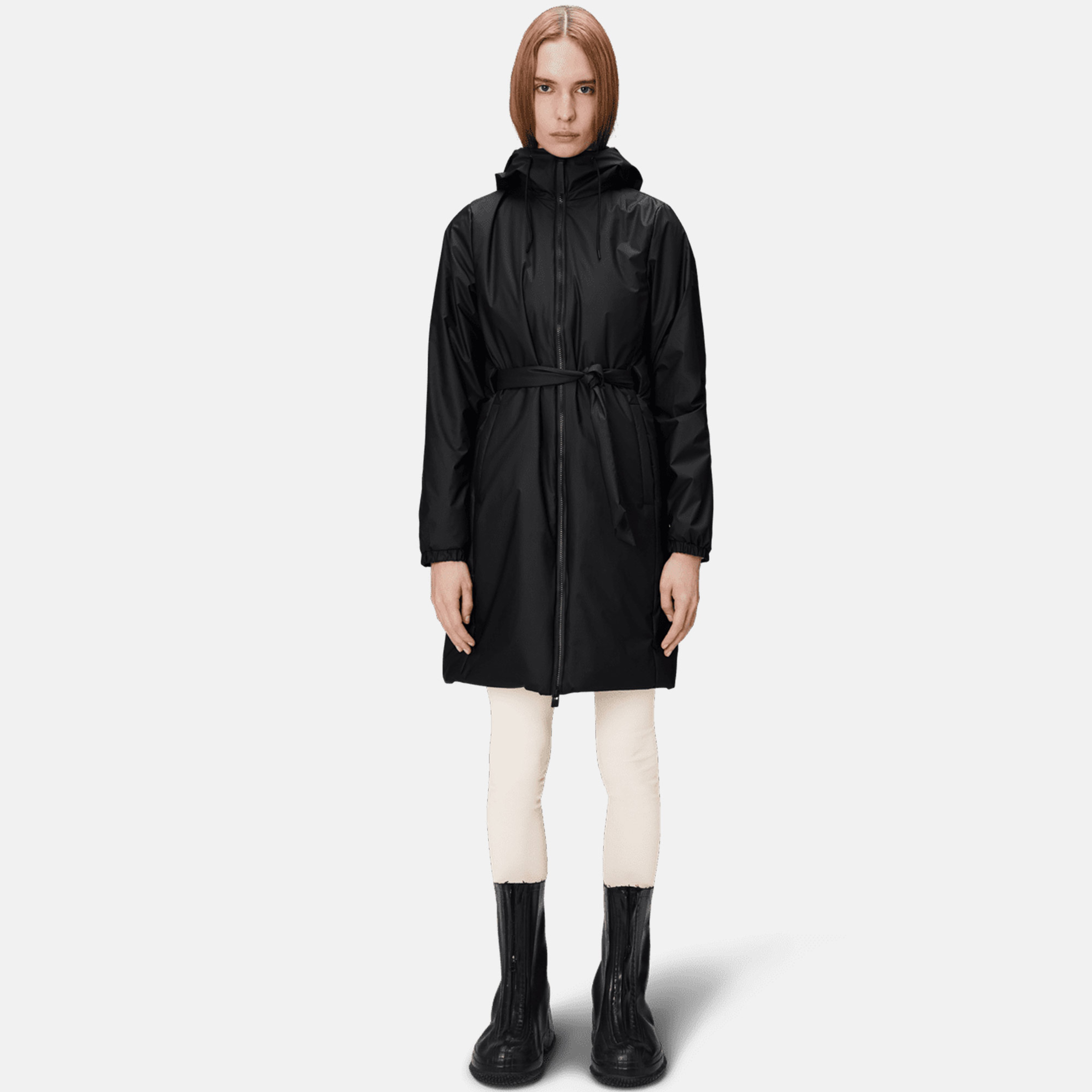 Rains Lohja Long Insulated Curve Unisex Siyah Yağmurluk