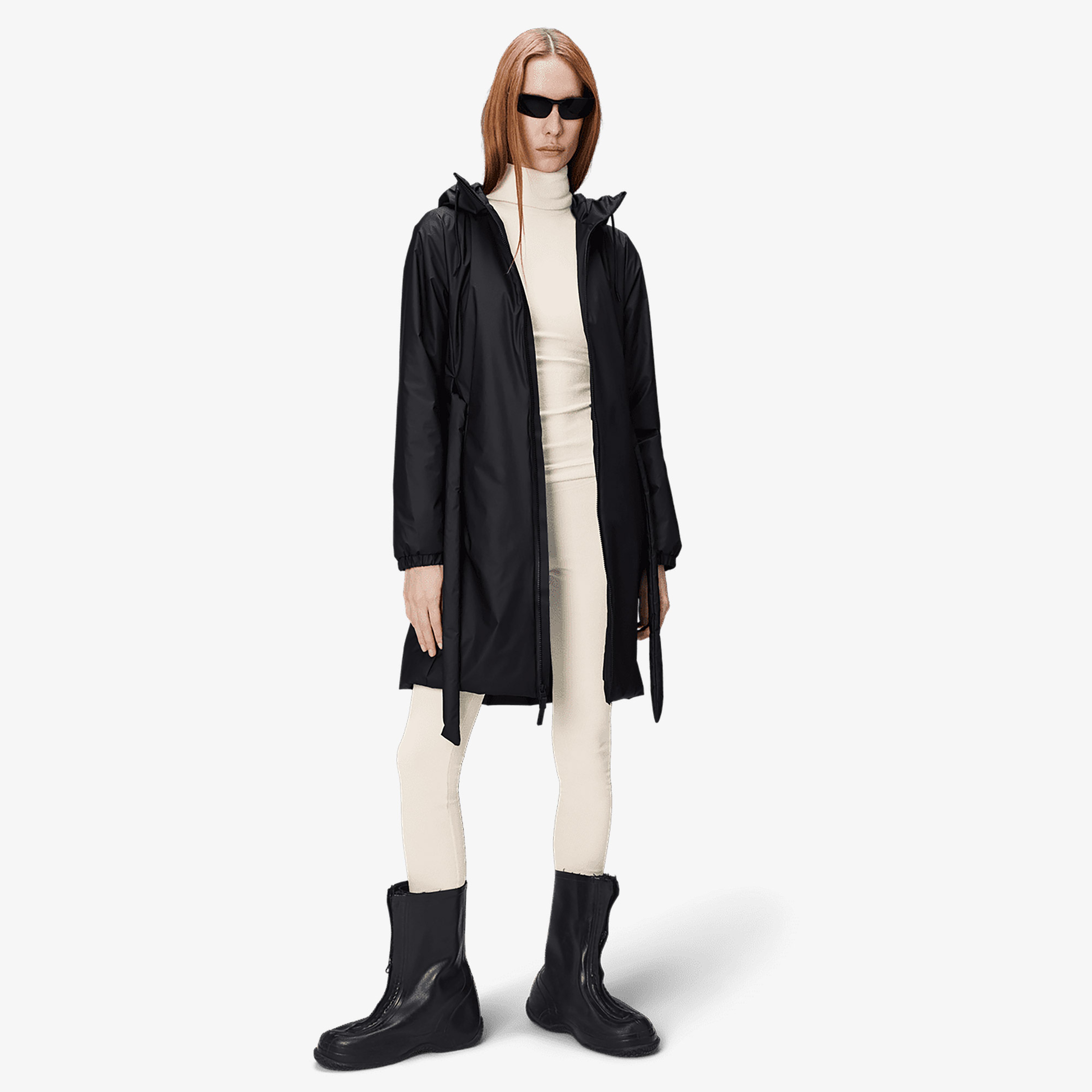 Rains Lohja Long Insulated Curve Unisex Siyah Yağmurluk