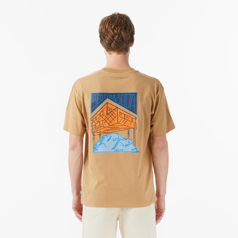 Scotch&Soda Relaxed Fit Front Back Erkek Bej T-Shirt