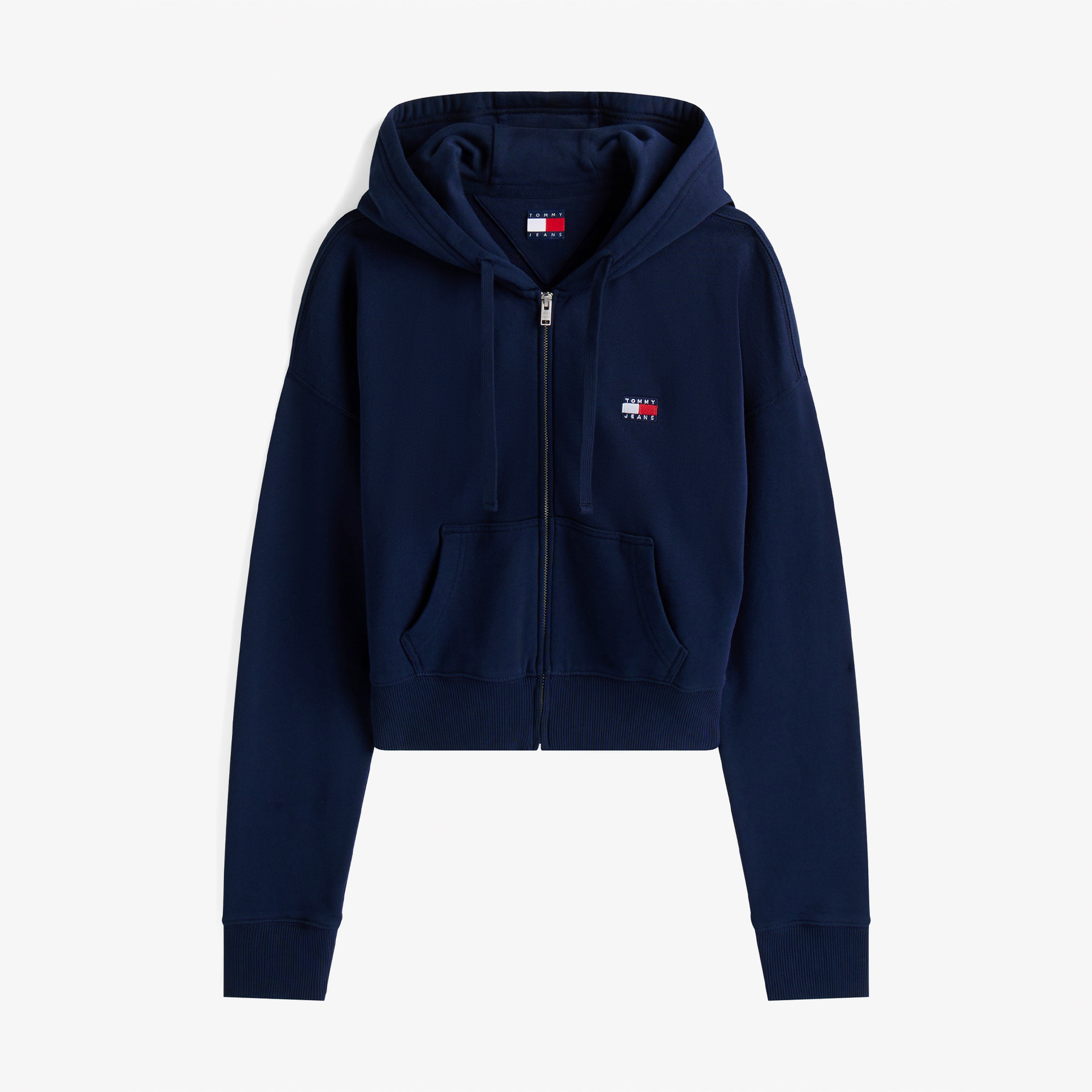 Tommy Jeans Crop Kadın Mavi Fermuarlı Hoodie