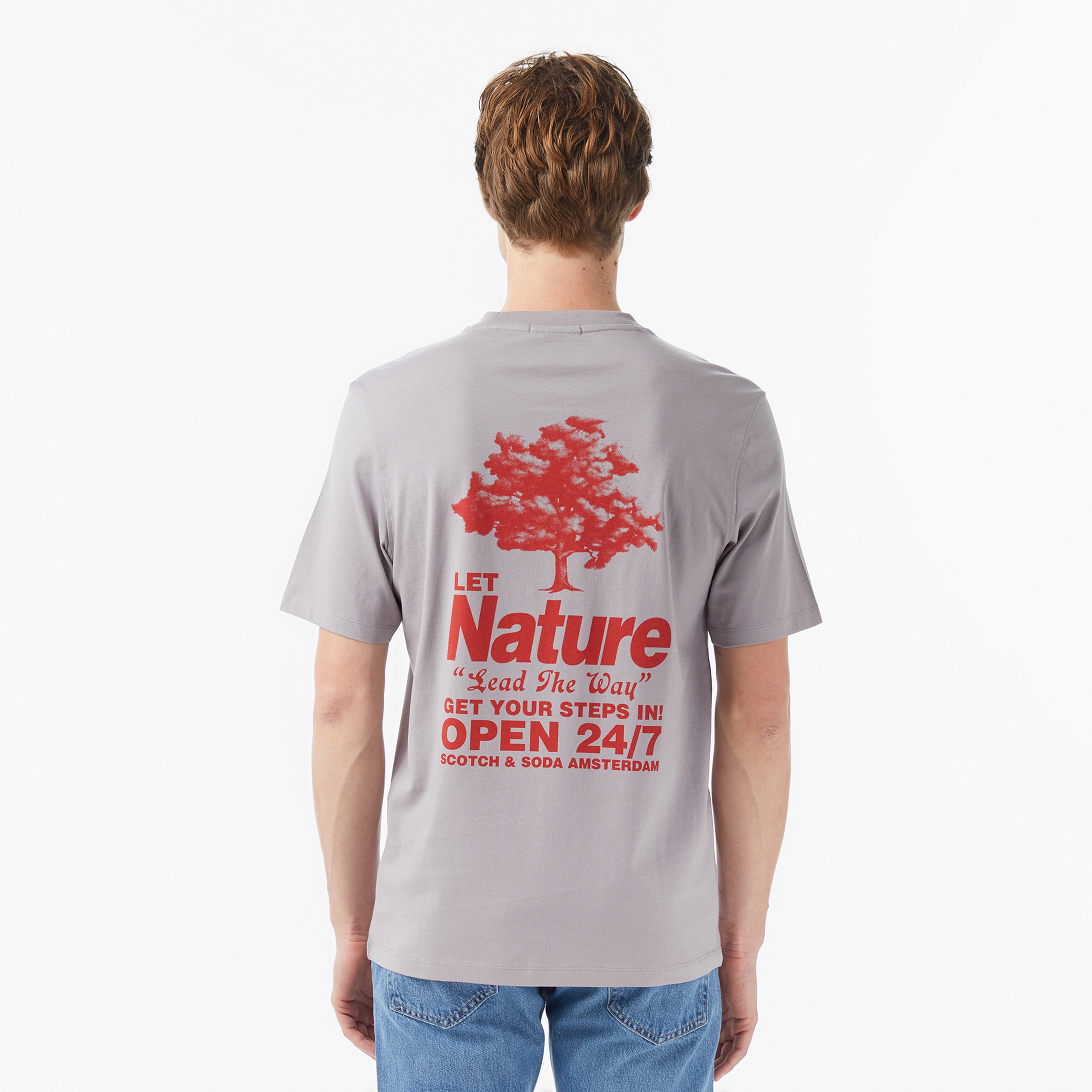 Scotch&Soda Regular Fit Front Back Erkek Gri T-Shirt