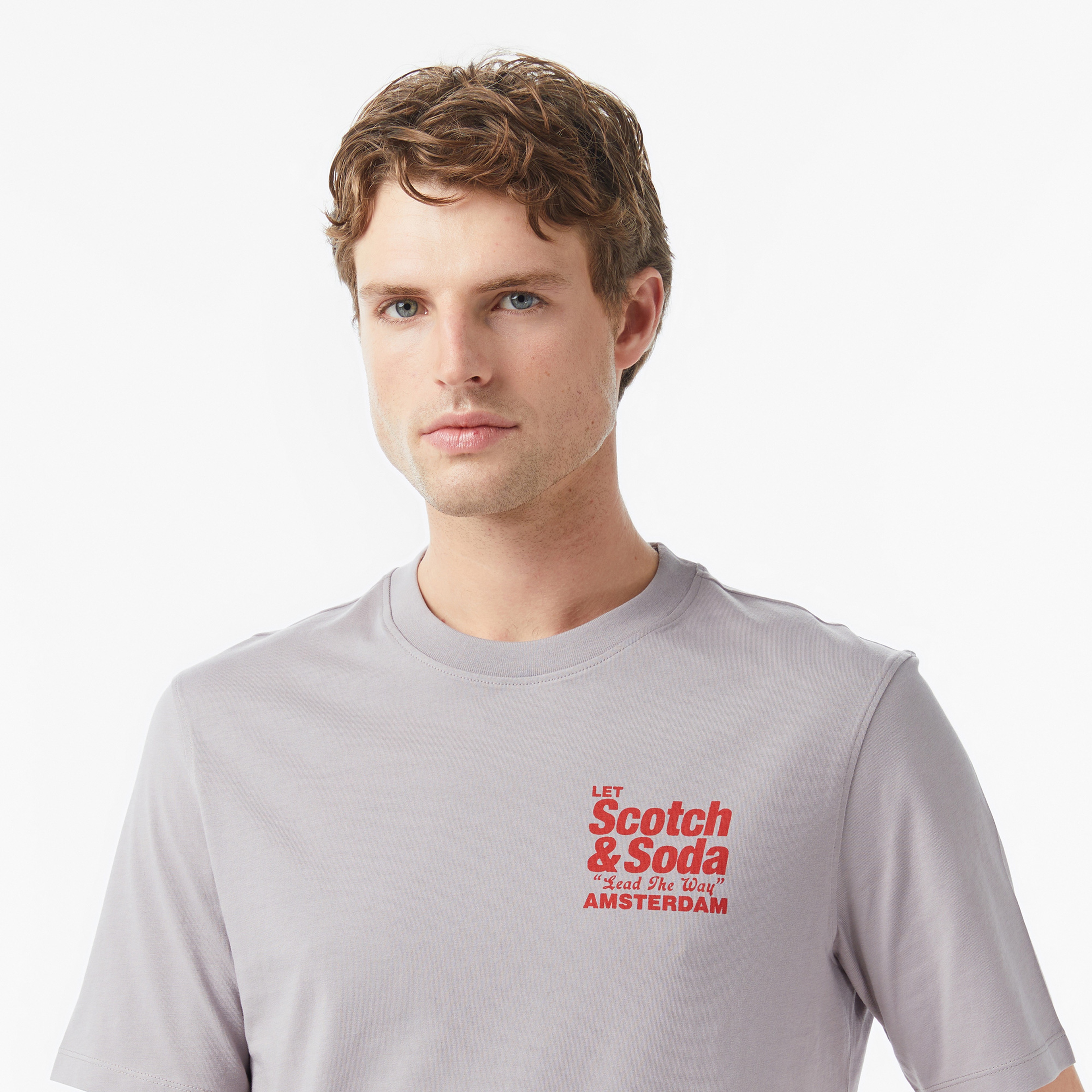 Scotch&Soda Regular Fit Front Back Erkek Gri T-Shirt