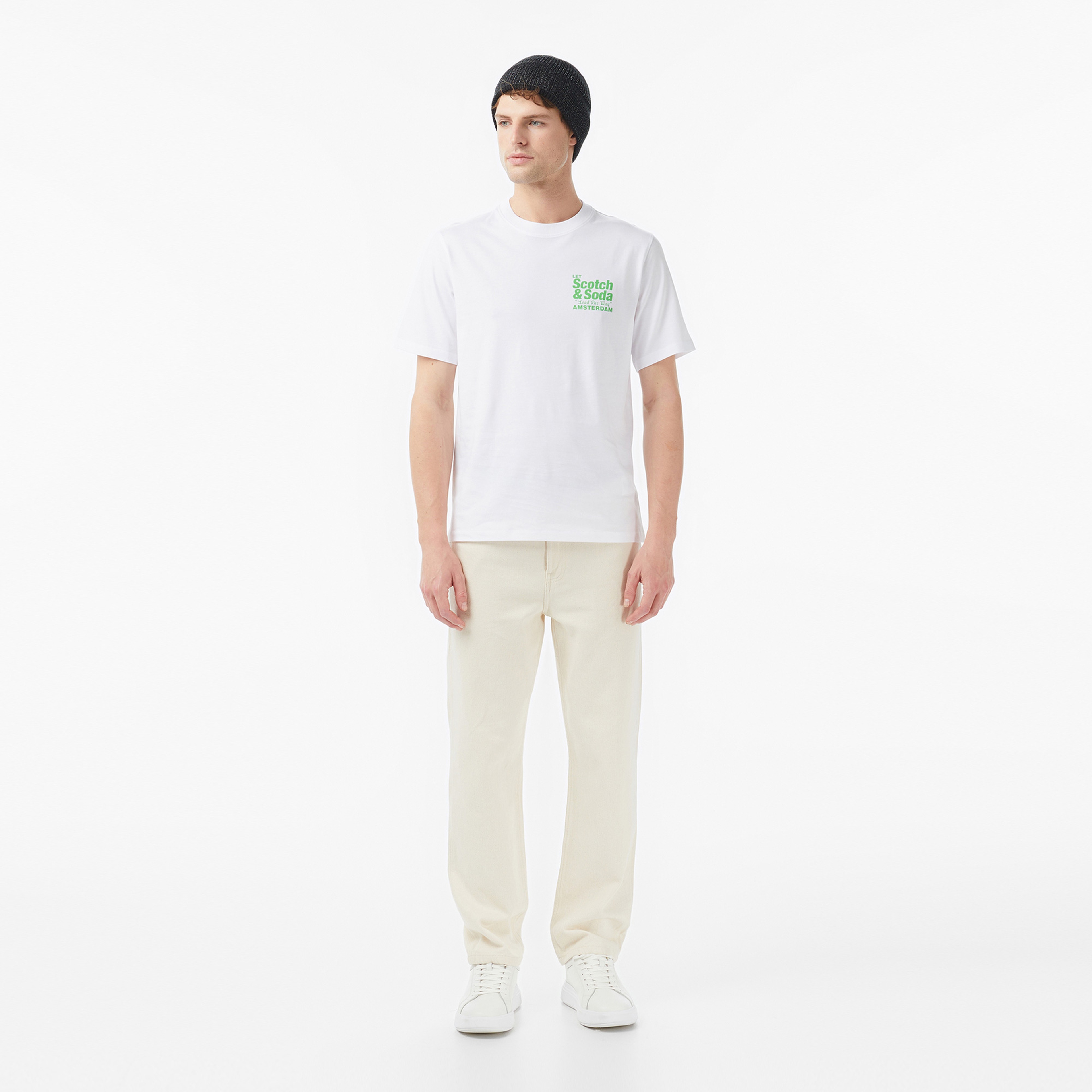 Scotch&Soda Regular Fit Front Back Erkek Beyaz T-Shirt