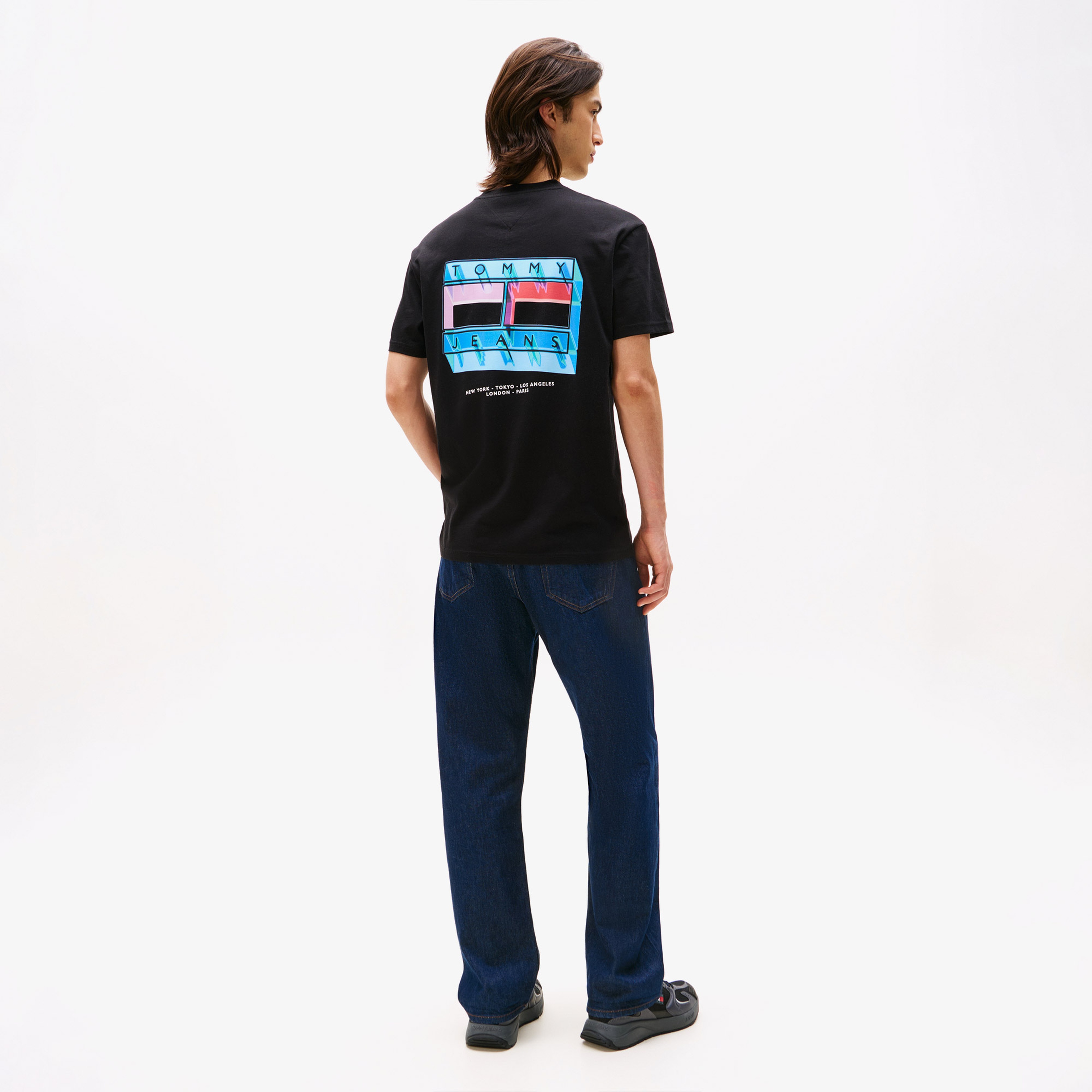 Tommy Jeans Regular Flag Play Erkek Siyah T-Shirt