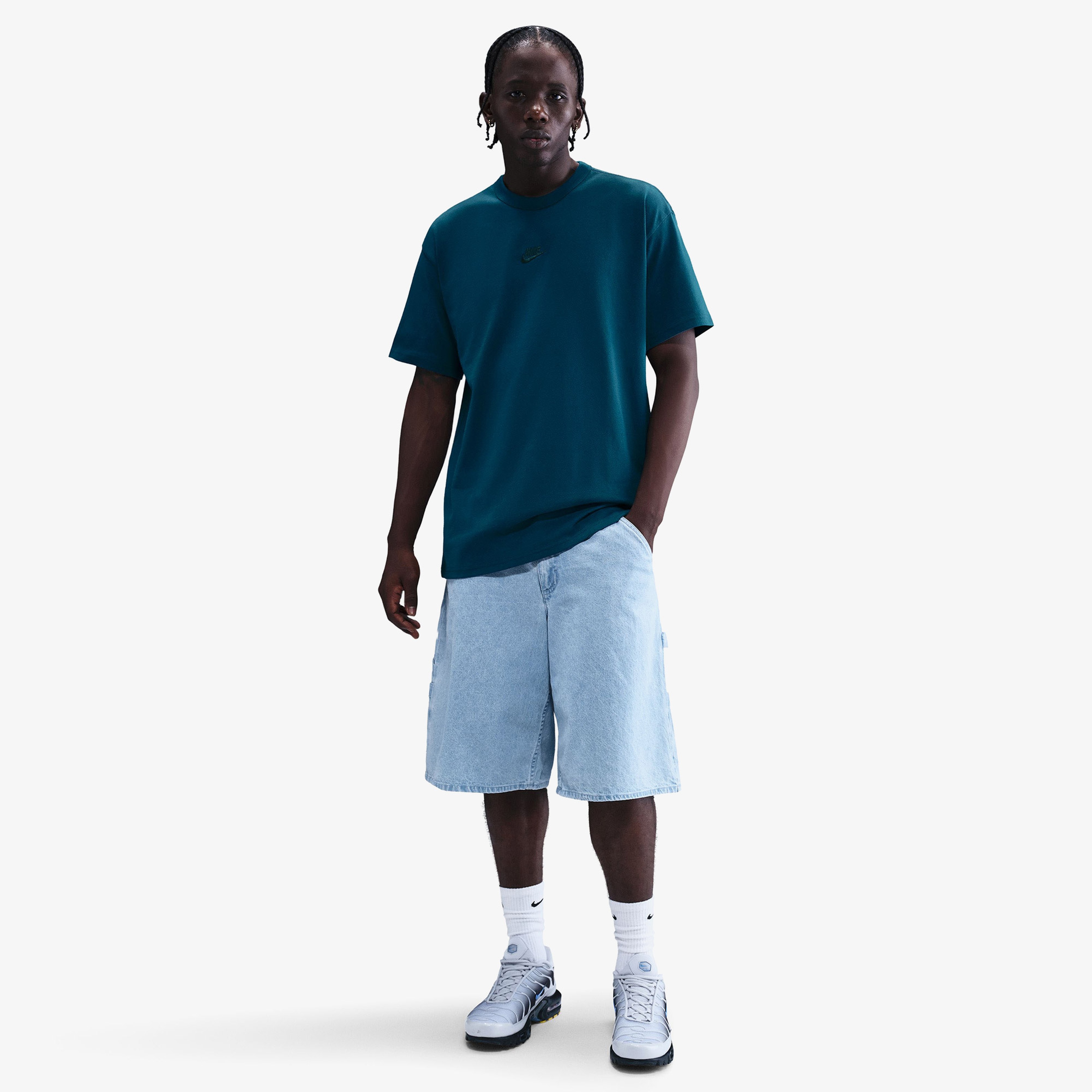 Nike Sportswear Premium Essentials Erkek Mavi T-Shirt