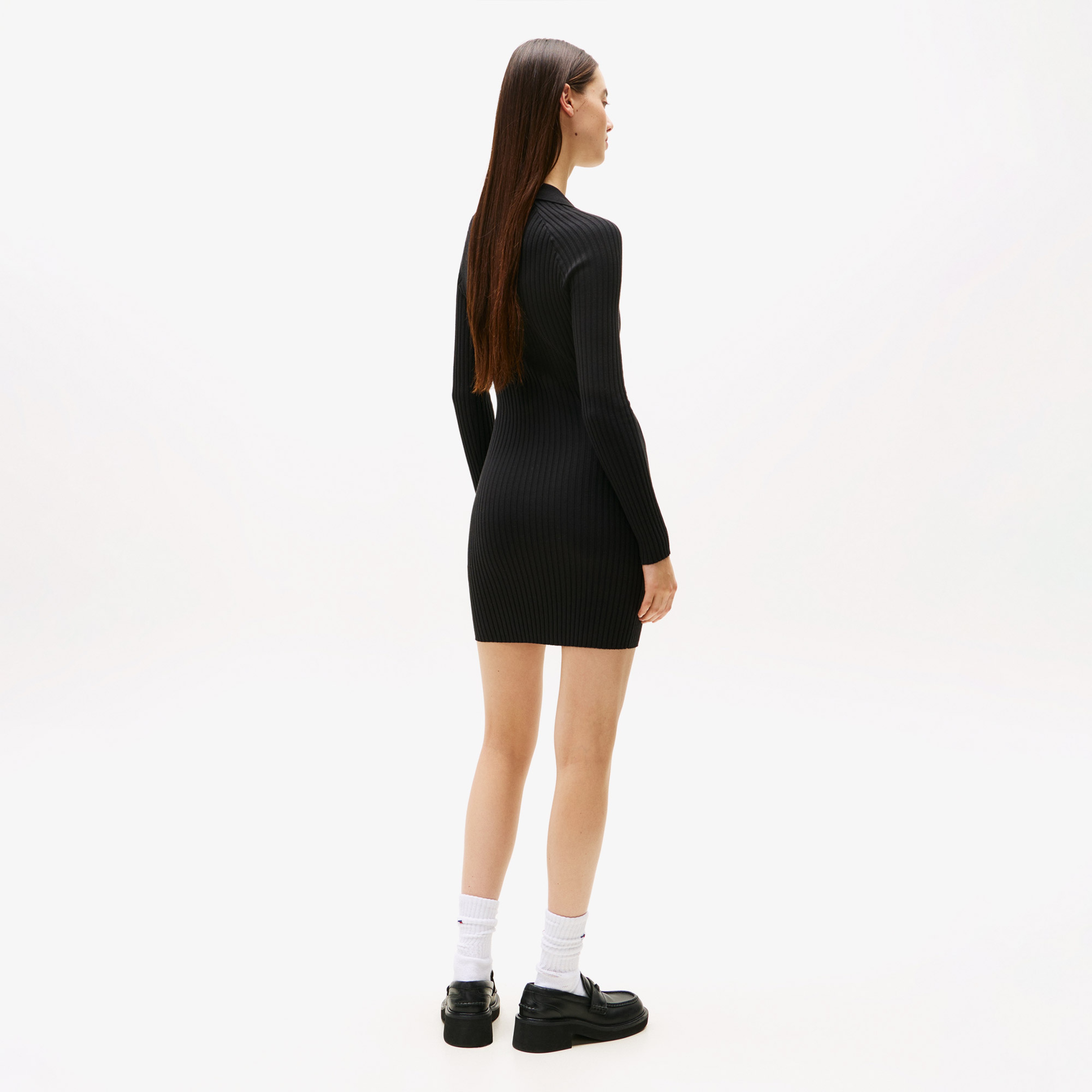 Tommy Jeans Collar Badge Kadın Siyah Elbise