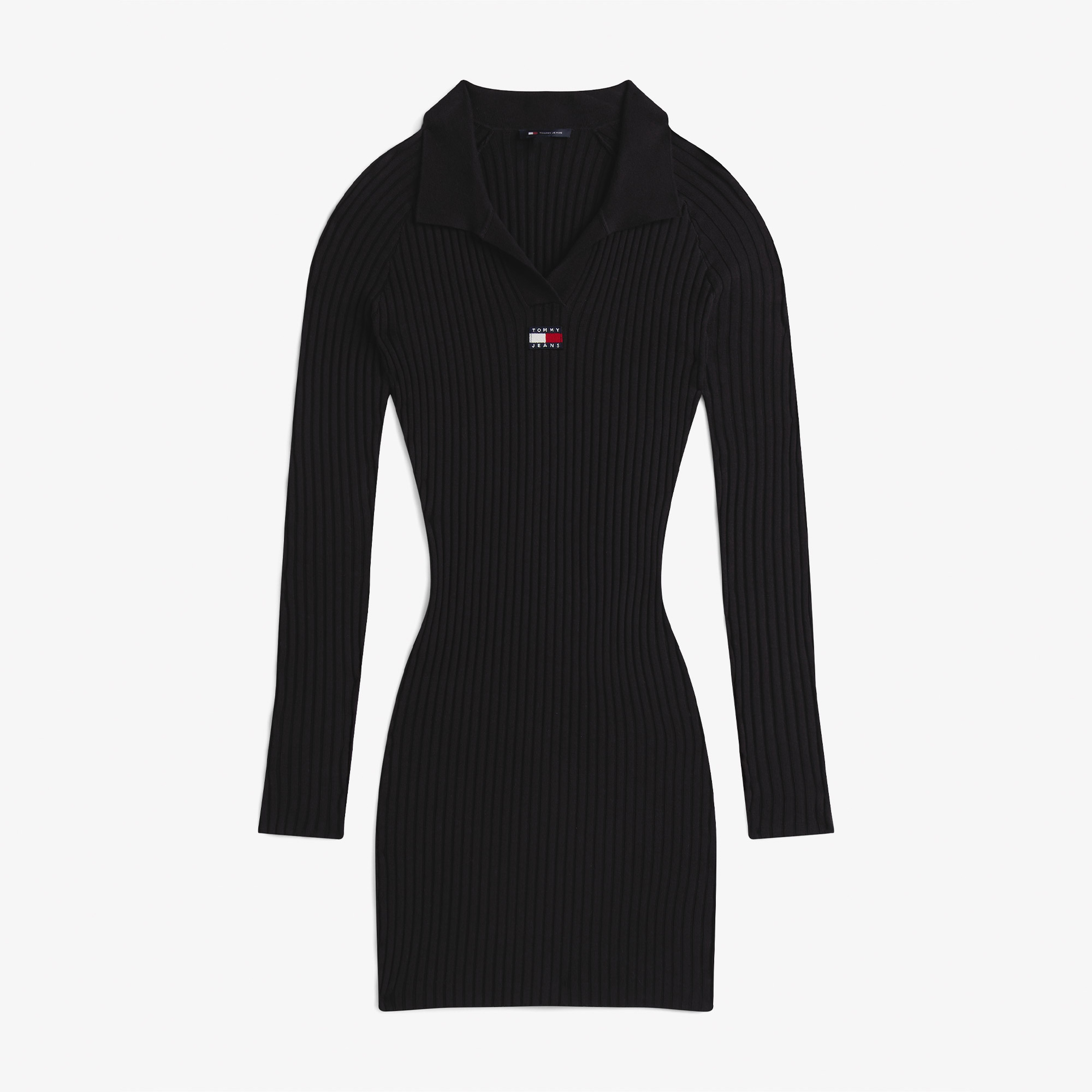 Tommy Jeans Collar Badge Kadın Siyah Elbise