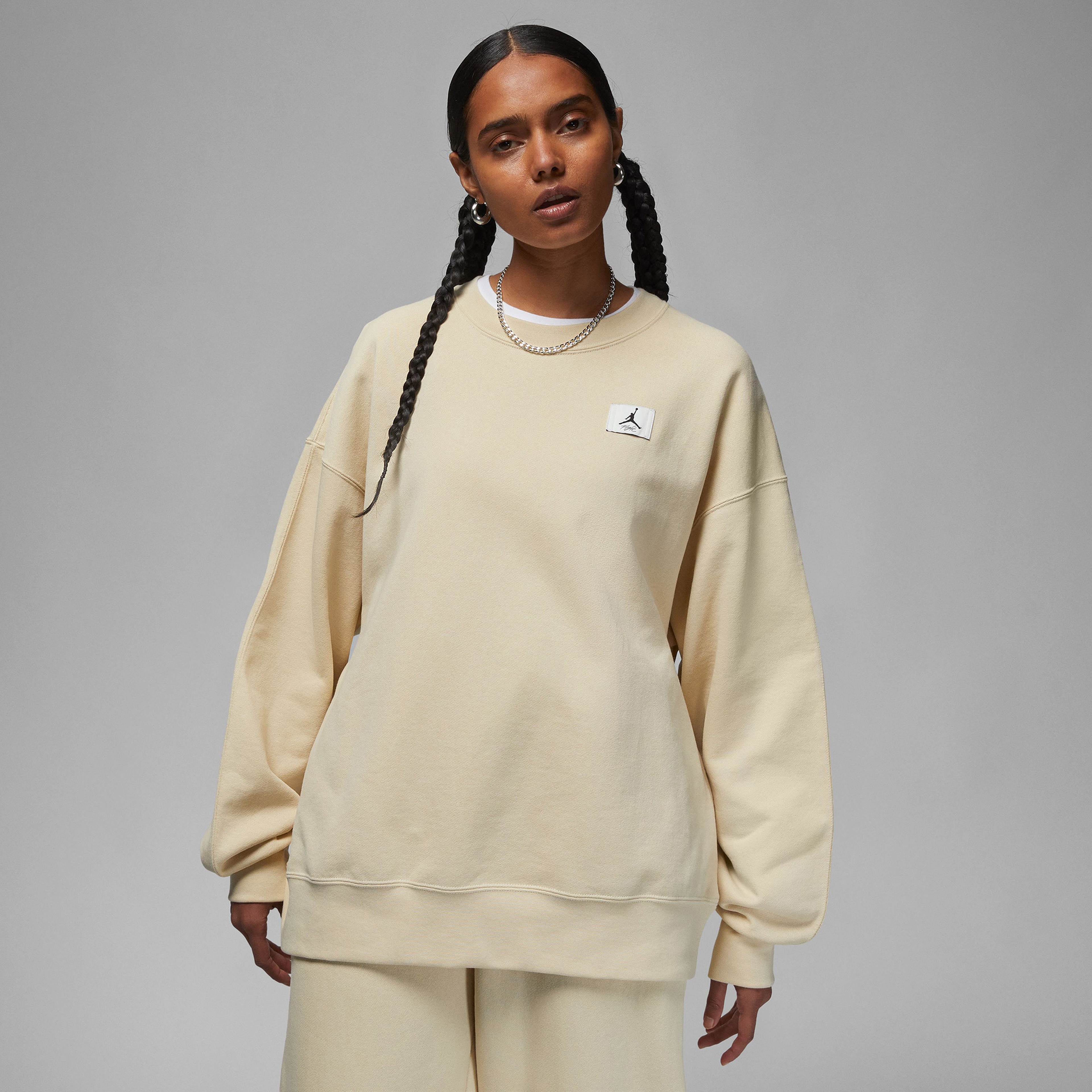 Jordan Flight Fleece Kadın Krem Uzun Kollu T-Shirt