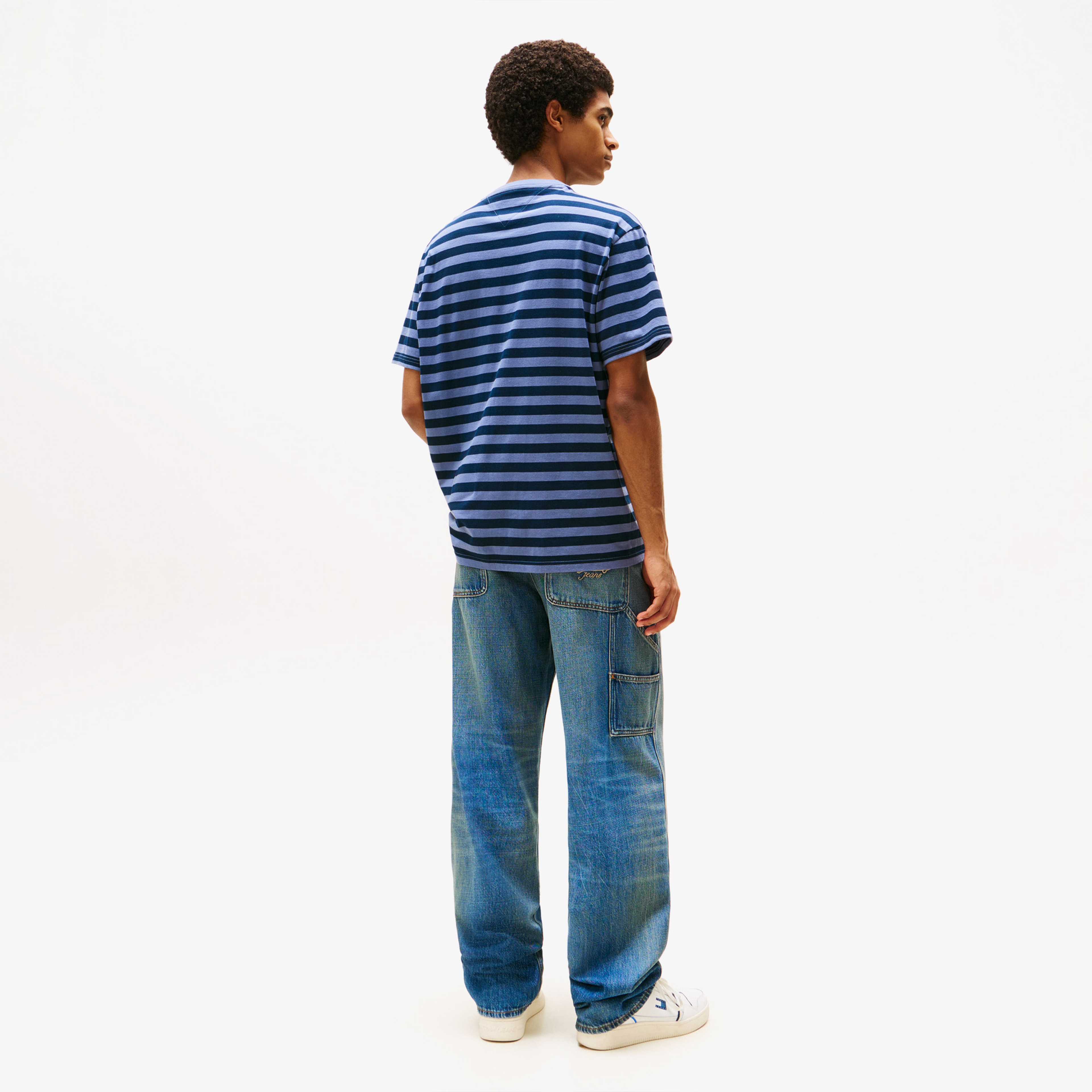 Tommy Jeans Relax Stripe Erkek Mavi T-Shirt