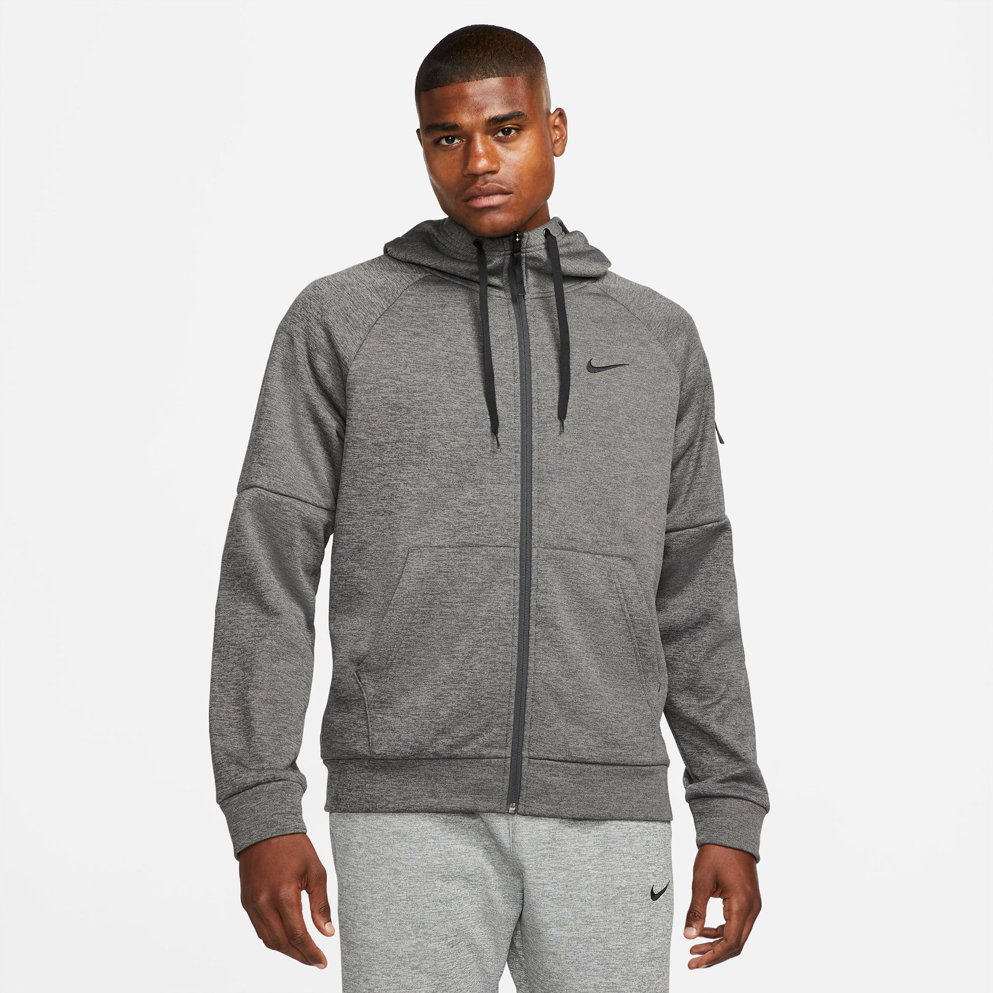 Nike Therma-Fit Full-Zip Erkek Gri Hoodie