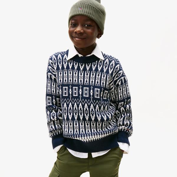 Tommy Hilfiger Fairisle Çocuk Lacivert Kazak