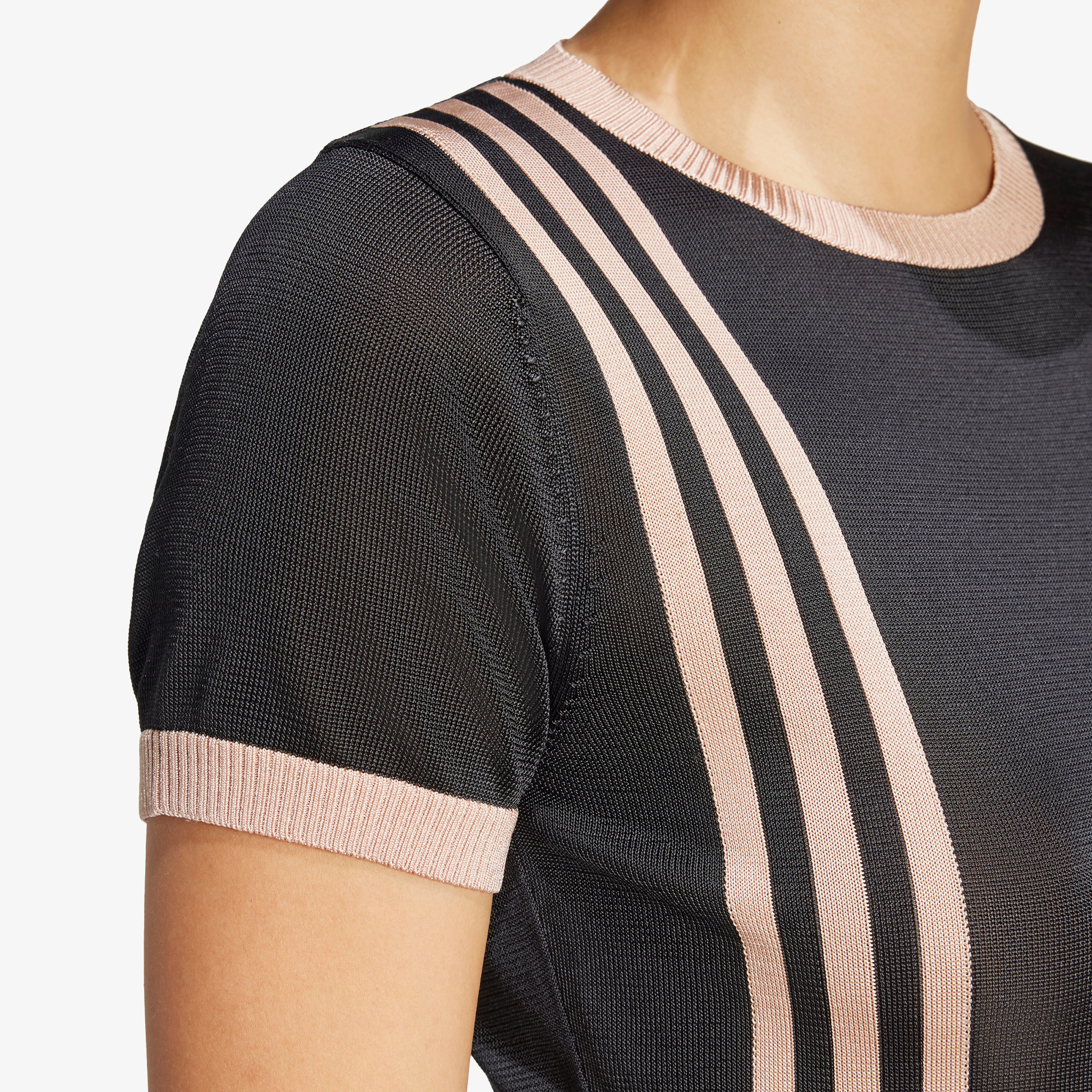 adidas Knitted 3-Stripe Kadın Siyah T-Shirt