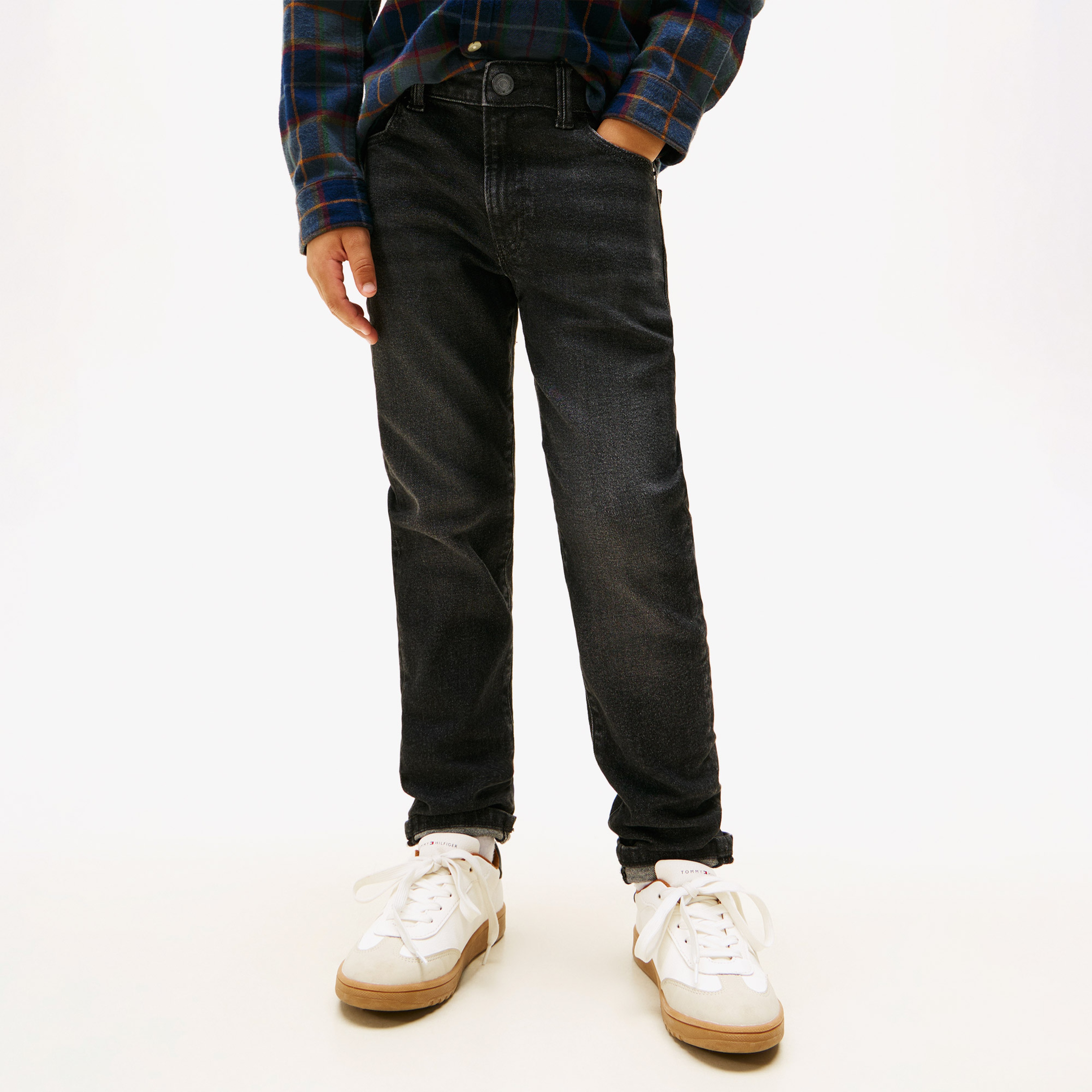 Tommy Hilfiger Modern Washed Denim Çocuk Straight Gri Jean Pantolon