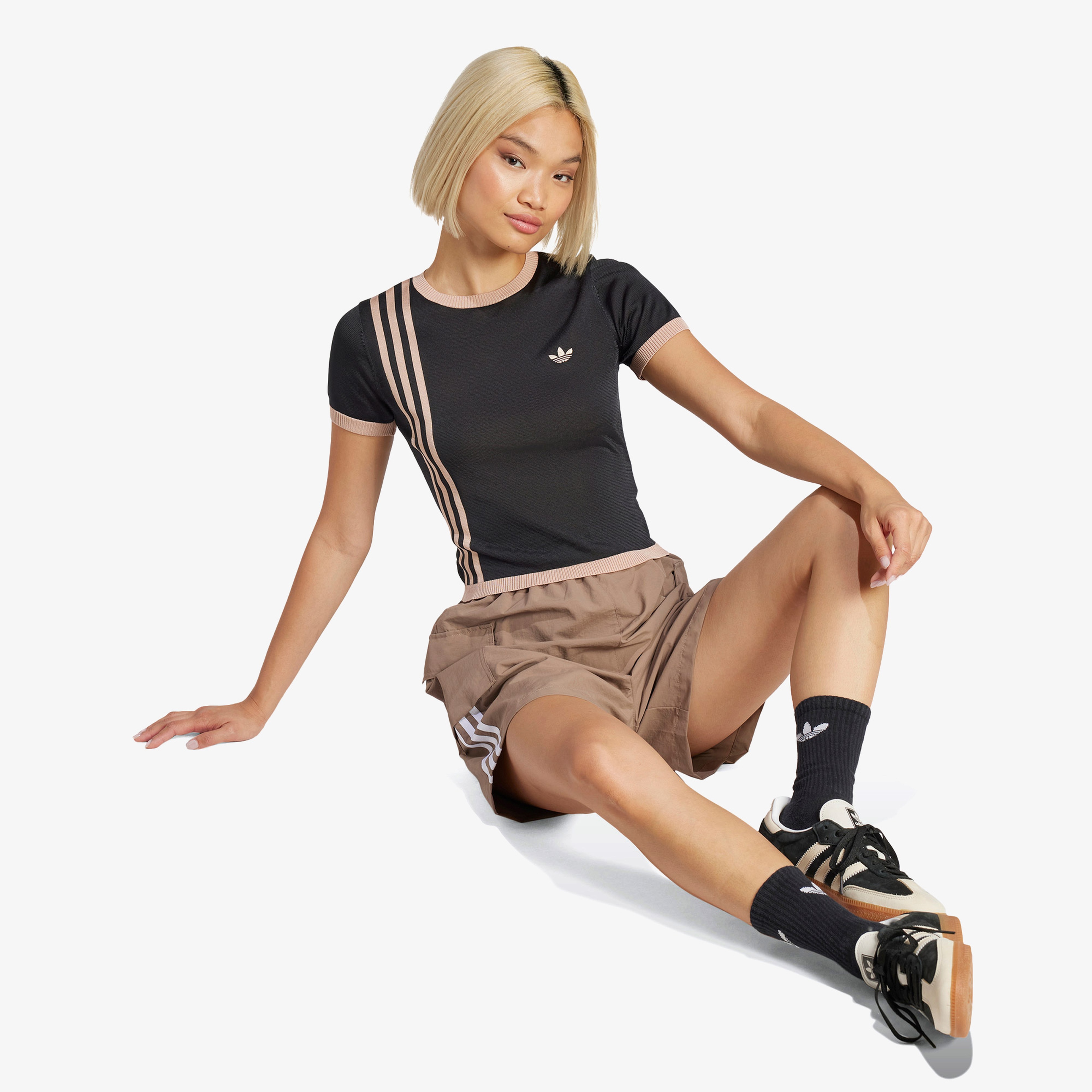 adidas Knitted 3-Stripe Kadın Siyah T-Shirt