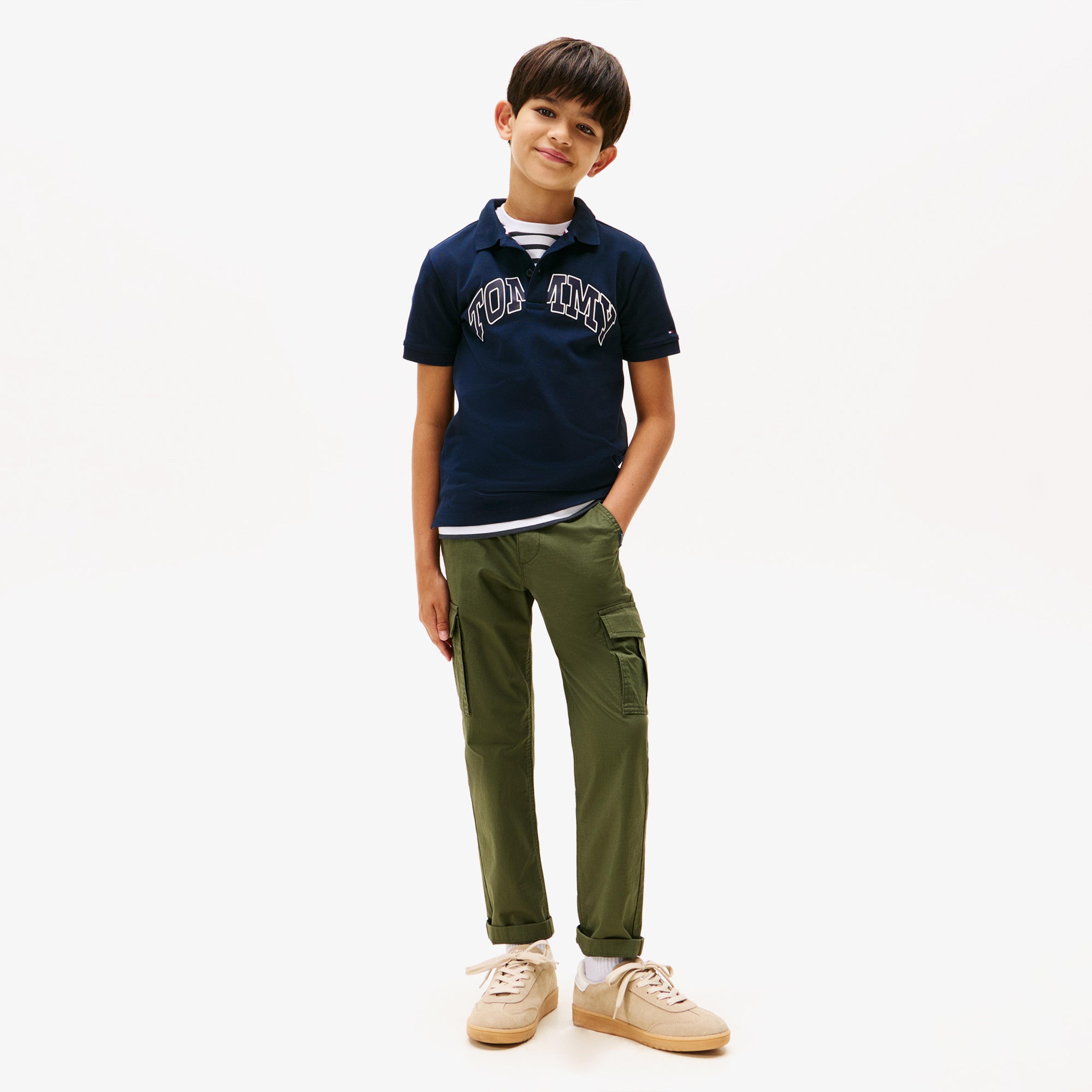 Tommy Hilfiger Graphic Çocuk Lacivert Polo Yaka T-Shirt