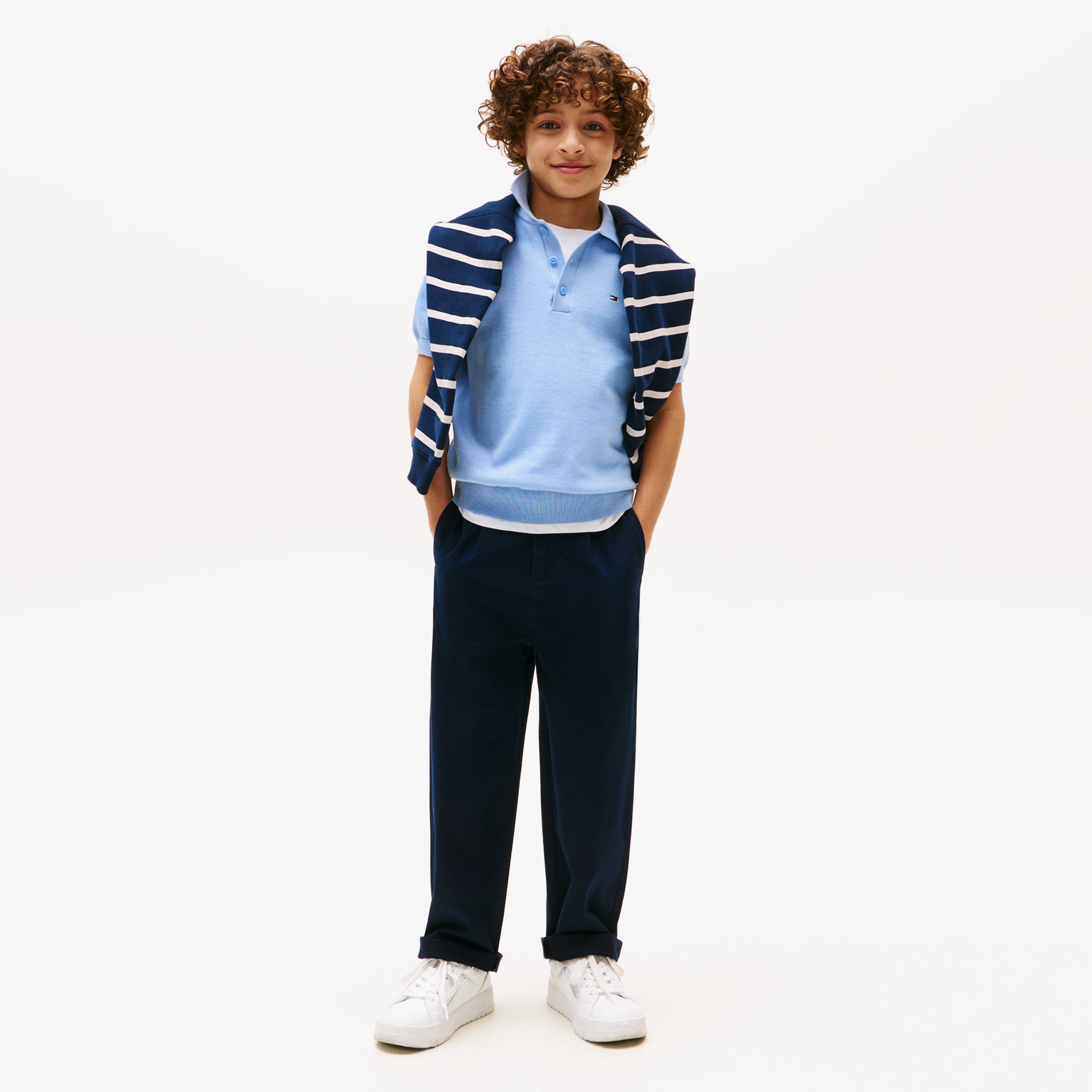 Tommy Hilfiger Pleated Chino Çocuk Chino Lacivert Pantolon