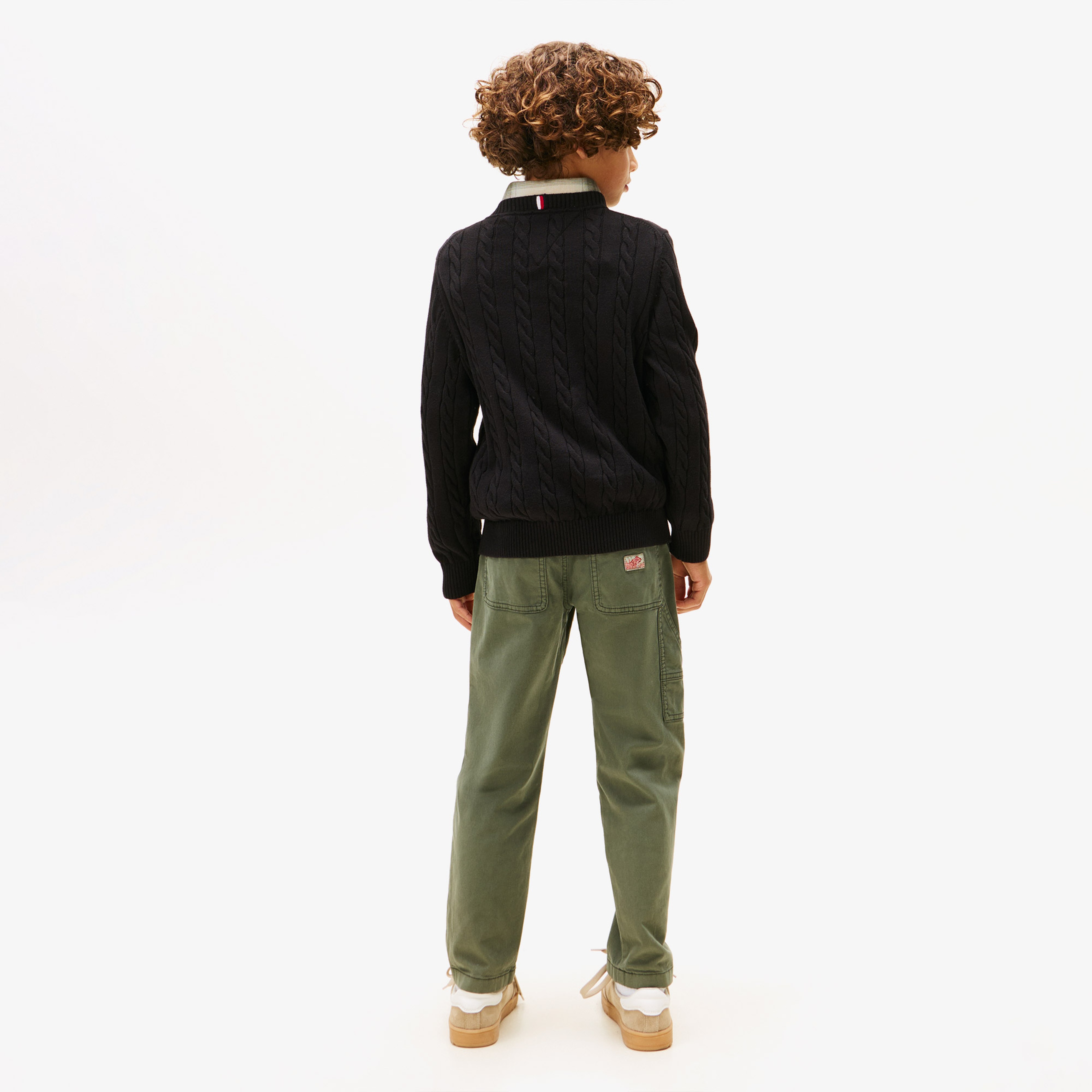 Tommy Hilfiger Cotton Cable Çocuk Siyah Kazak