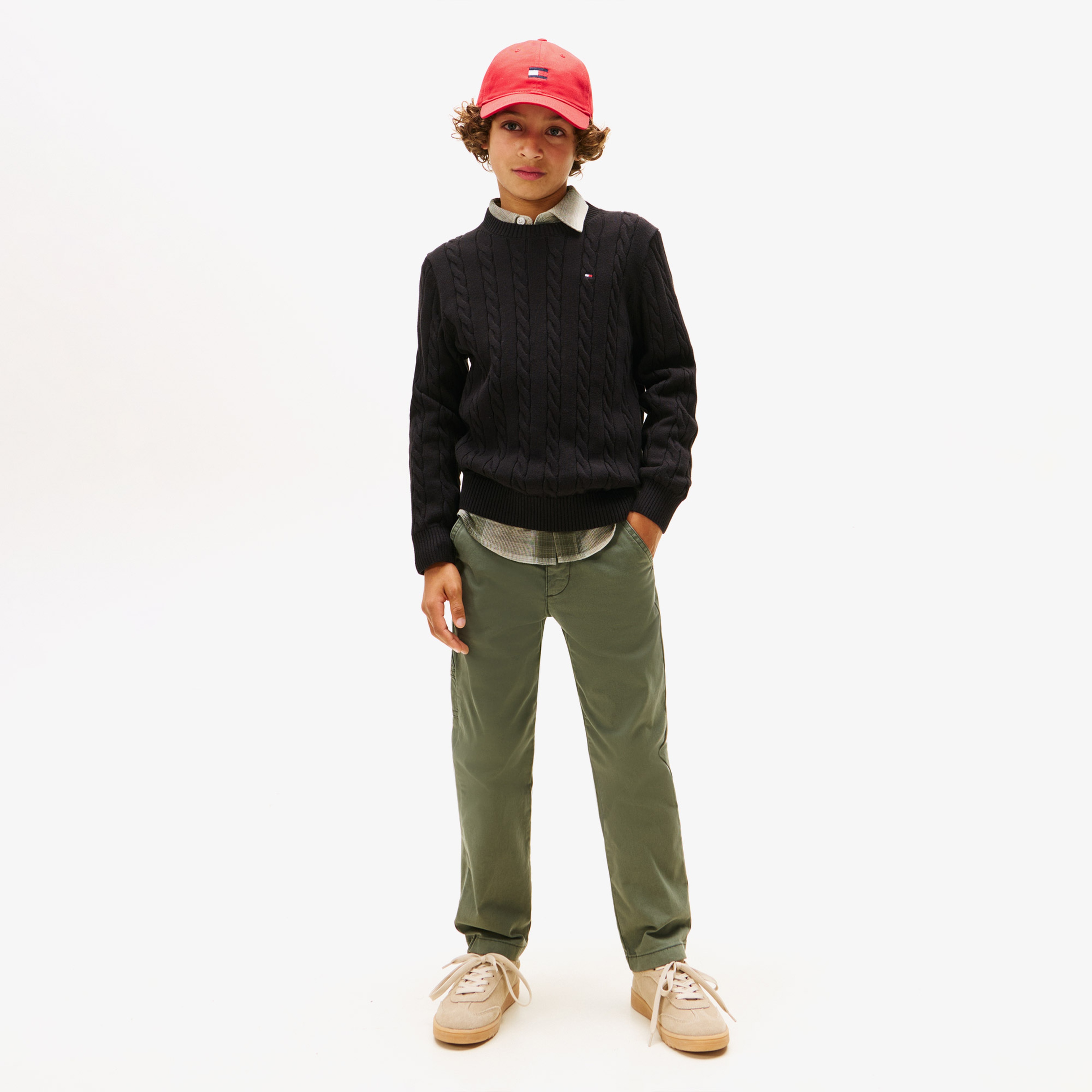 Tommy Hilfiger Cotton Cable Çocuk Siyah Kazak