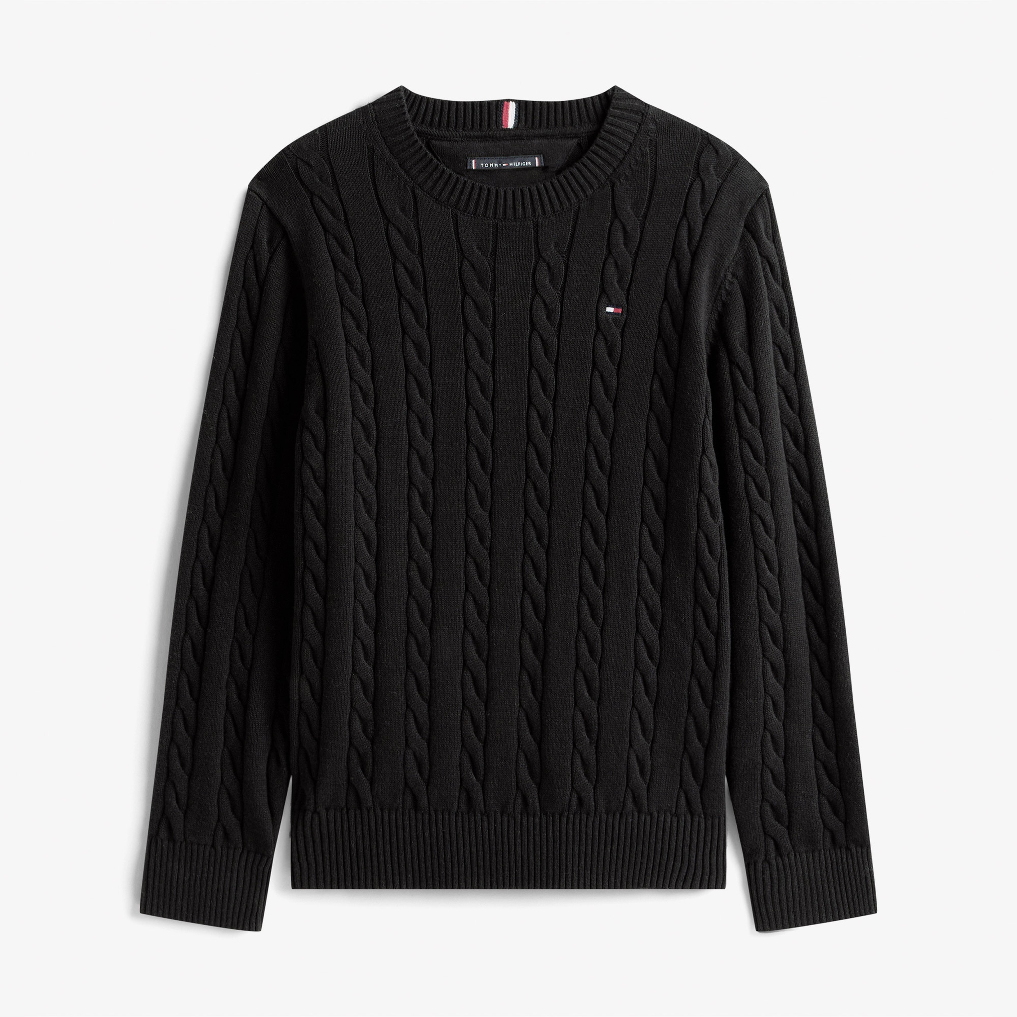 Tommy Hilfiger Cotton Cable Çocuk Siyah Kazak