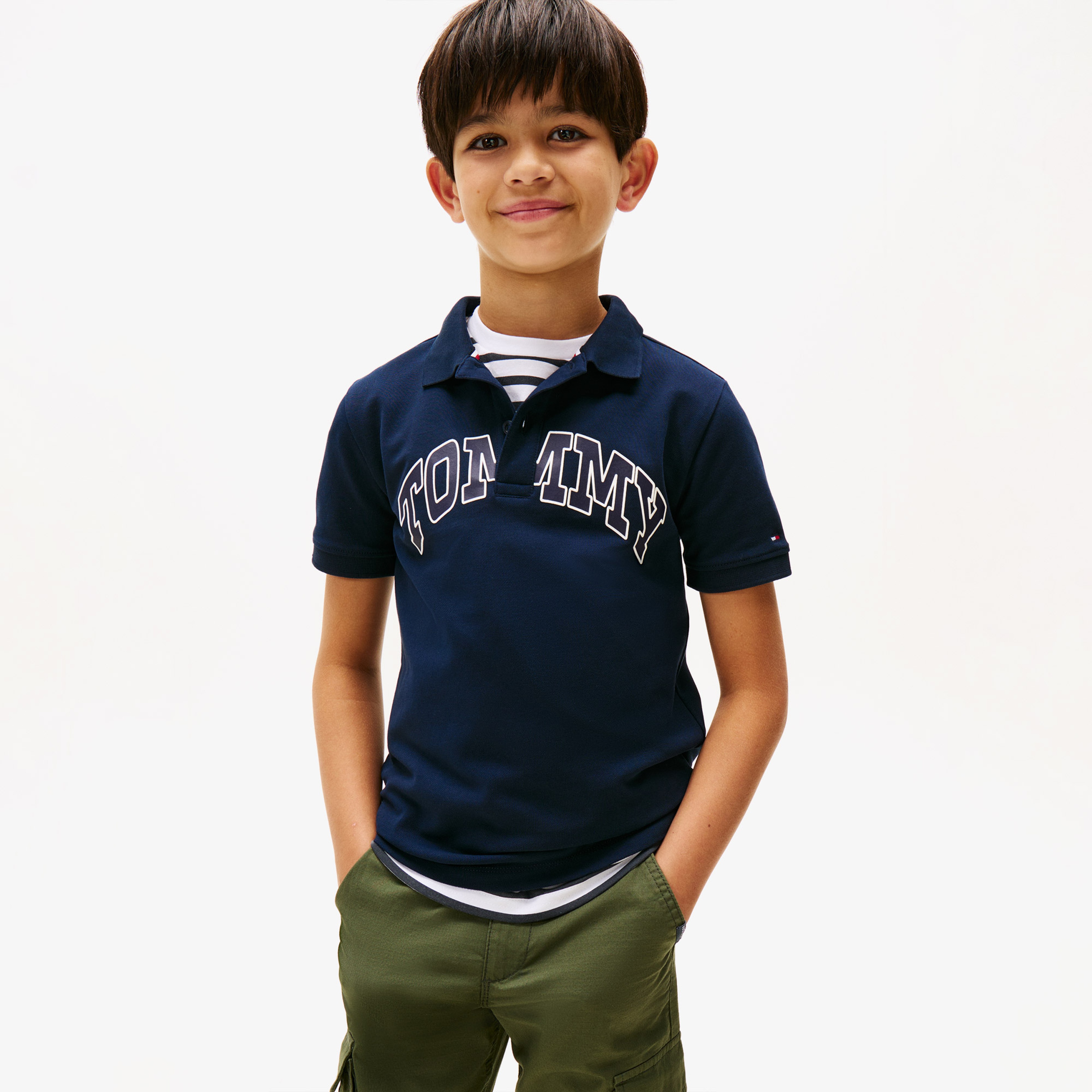 Tommy Hilfiger Graphic Çocuk Lacivert Polo Yaka T-Shirt