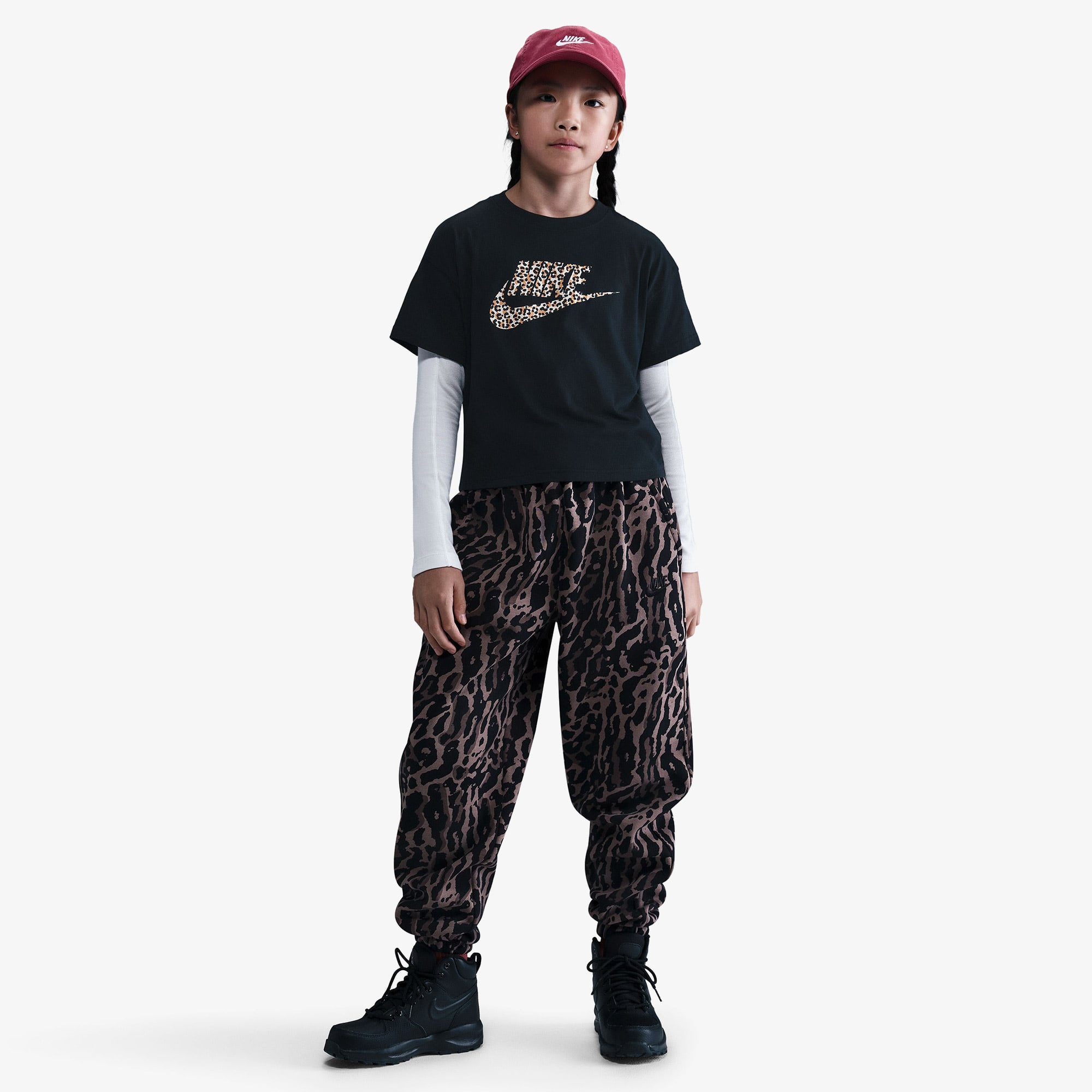 Nike Sportswear Boxy Animal Print Çocuk Siyah T-Shirt