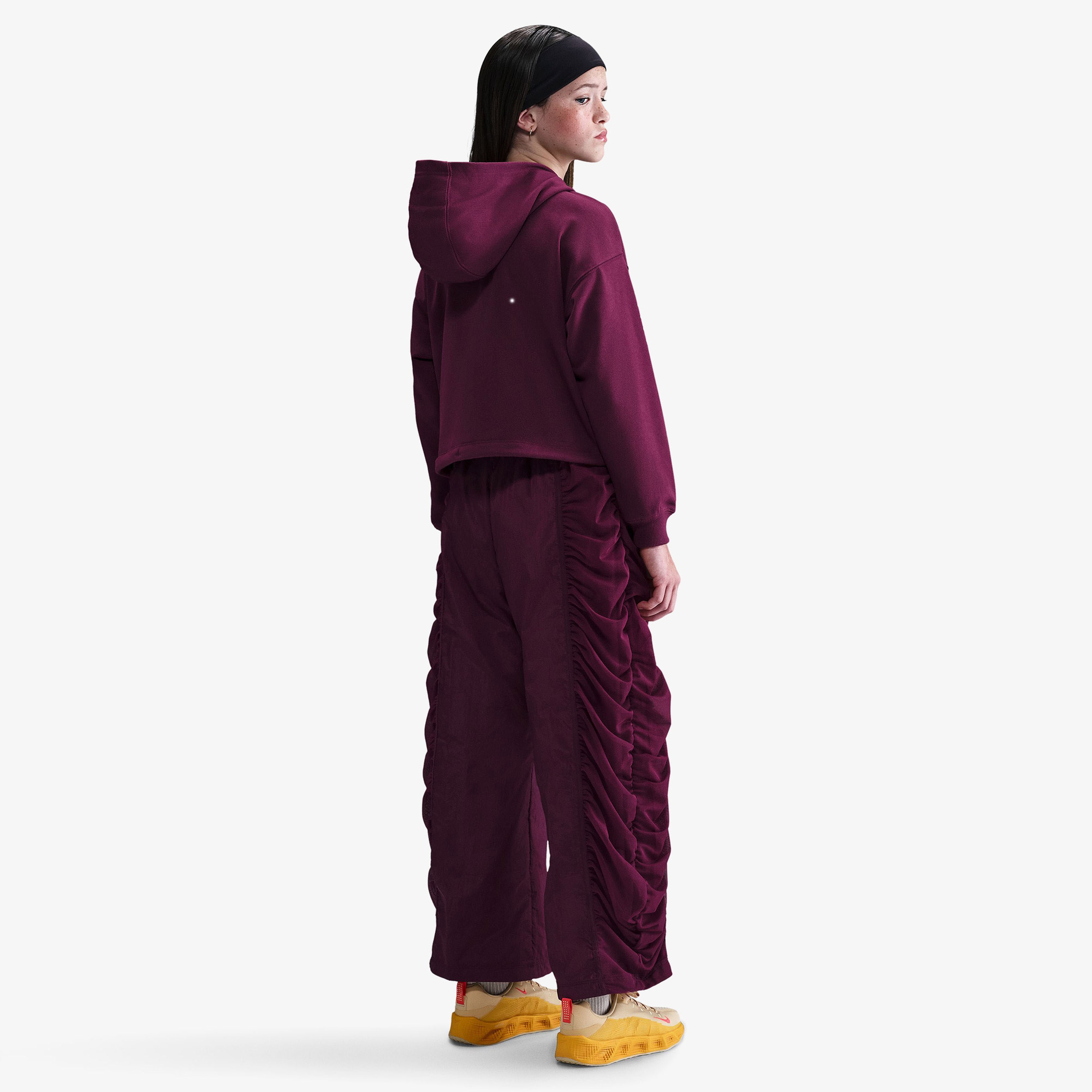 Nike Sportswear Dri-Fit Fleece Dance Çocuk Bordo Kapüşonlu Eşofman Üstü