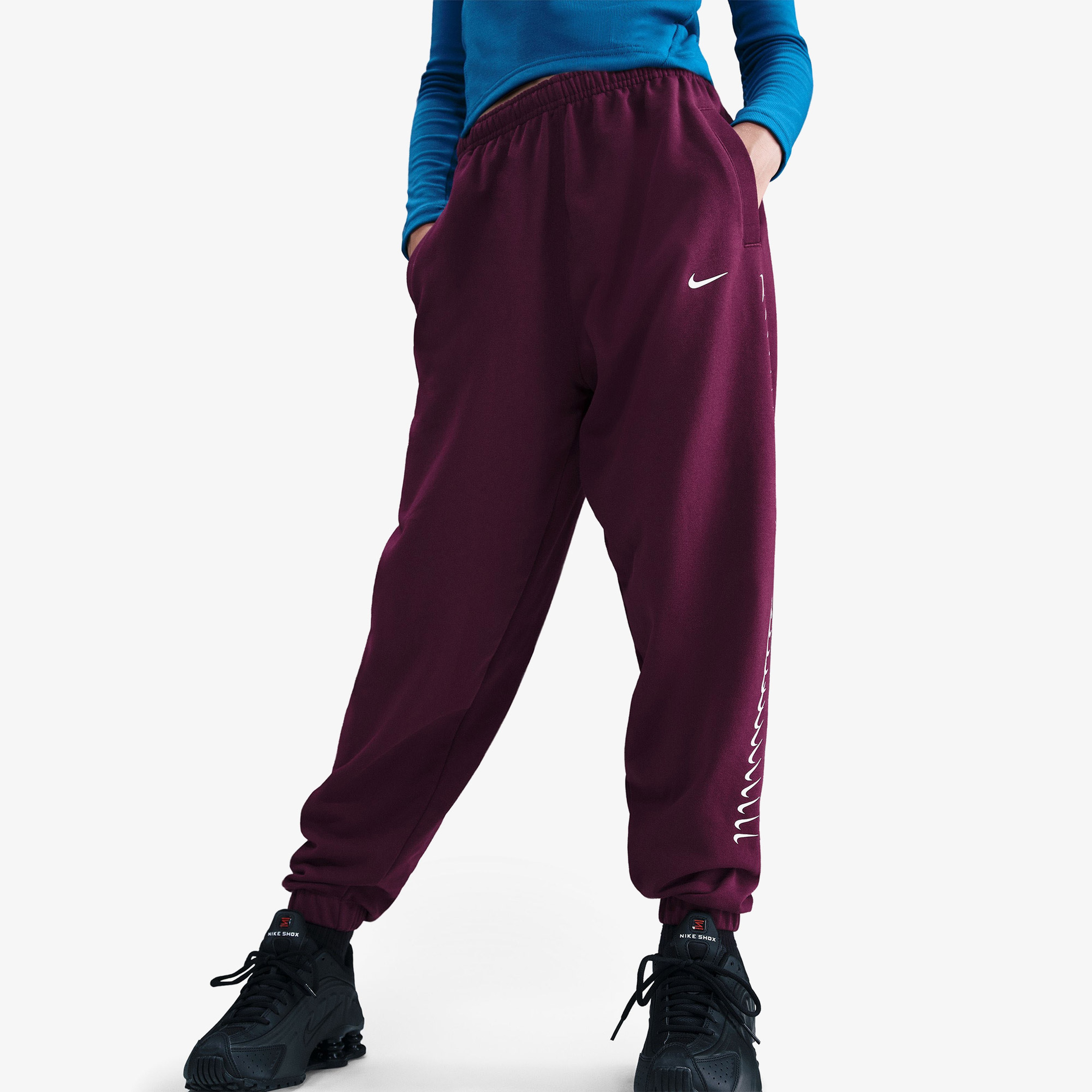 Nike Sportswear Dri-Fit Fleece Dance Çocuk Bordo Eşofman Altı
