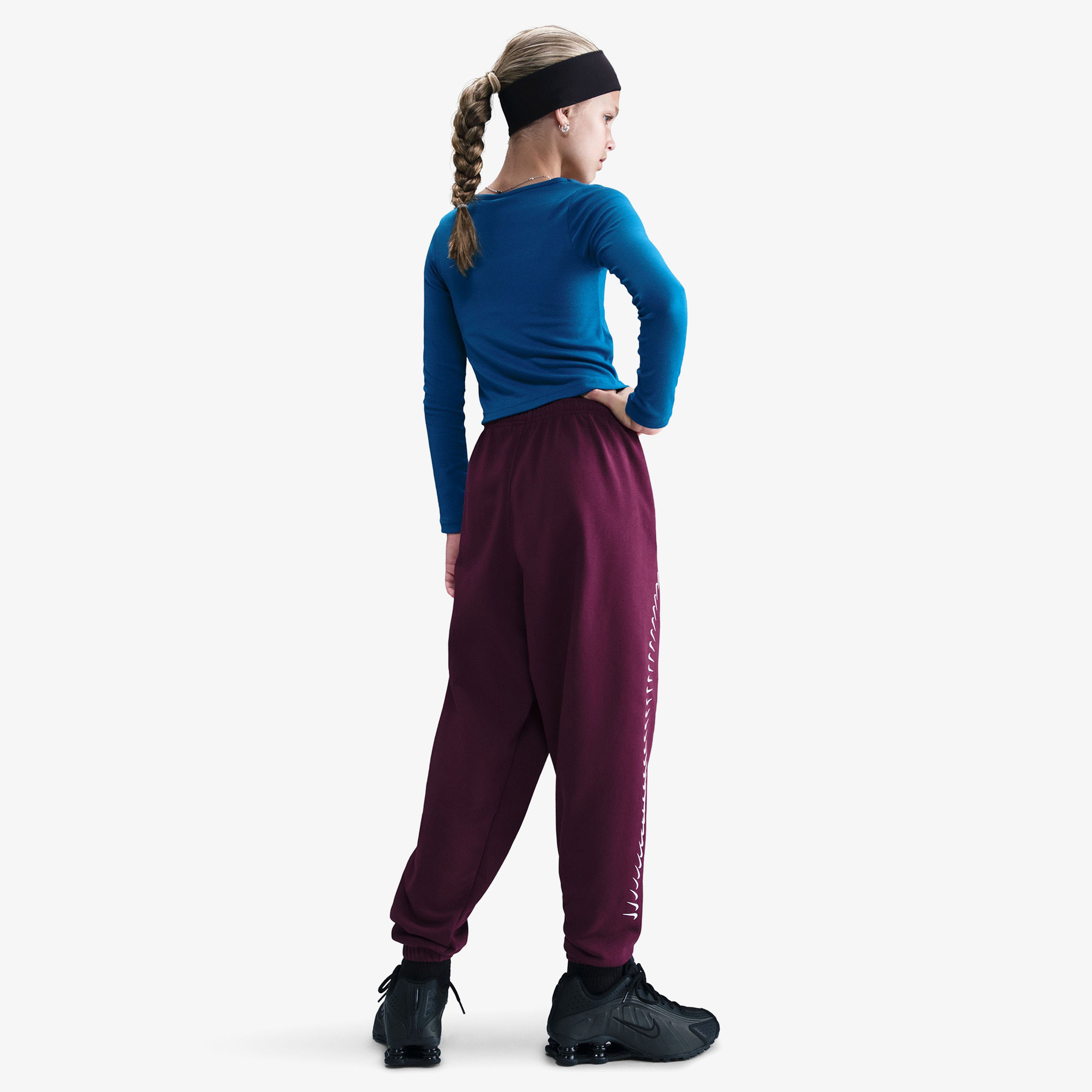 Nike Sportswear Dri-Fit Fleece Dance Çocuk Bordo Eşofman Altı