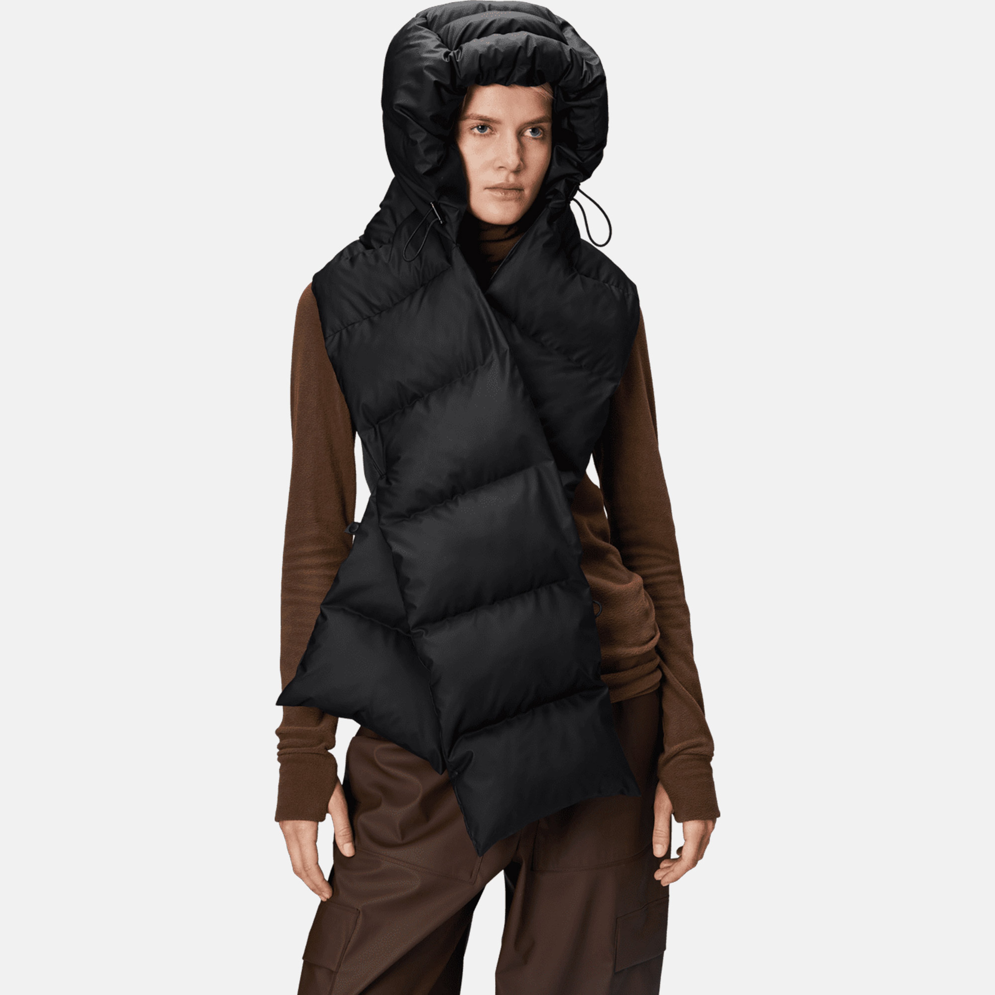 Rains Alta Vision Puffer Hood W3T3 Unisex Siyah Şapka