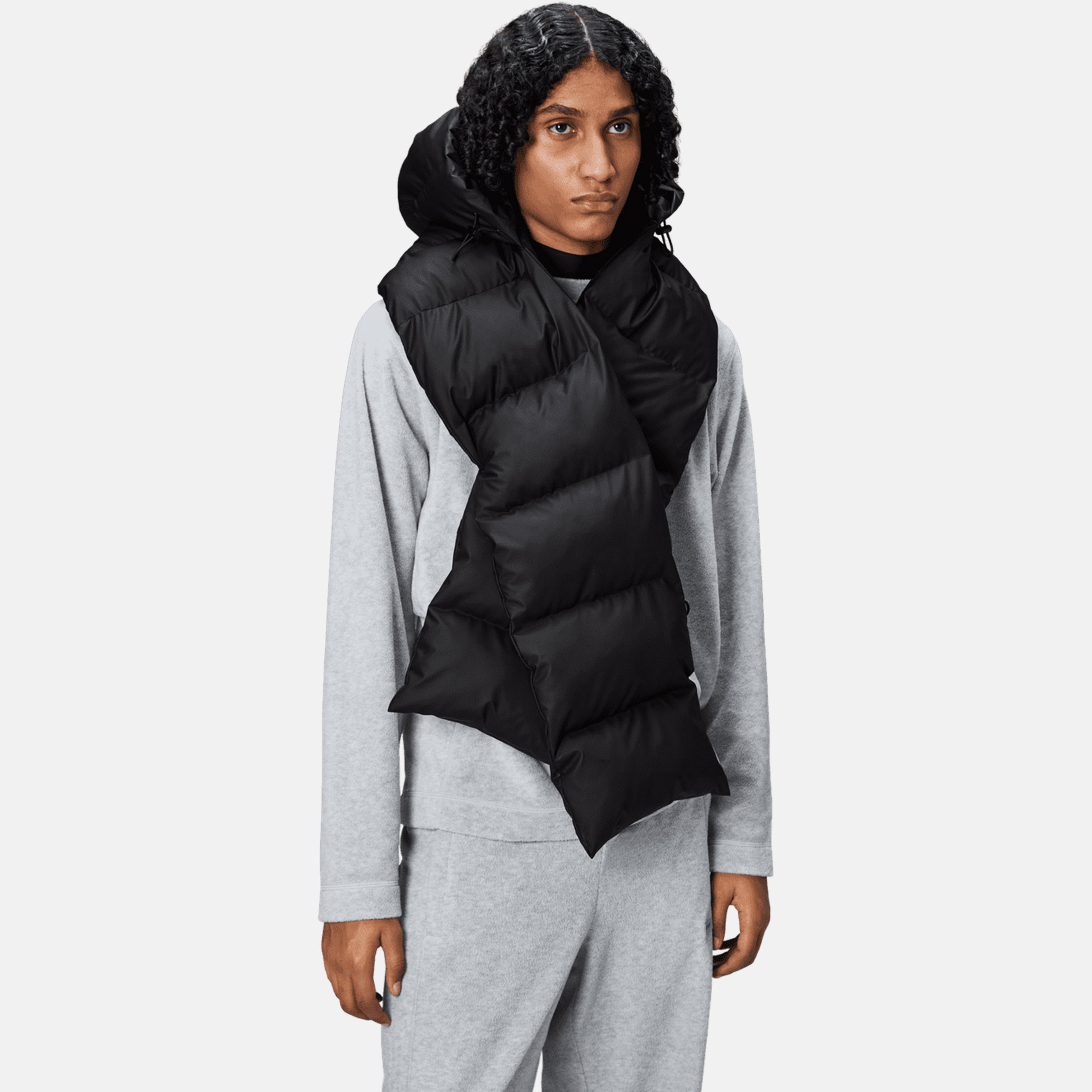 Rains Alta Vision Puffer Hood W3T3 Unisex Siyah Şapka